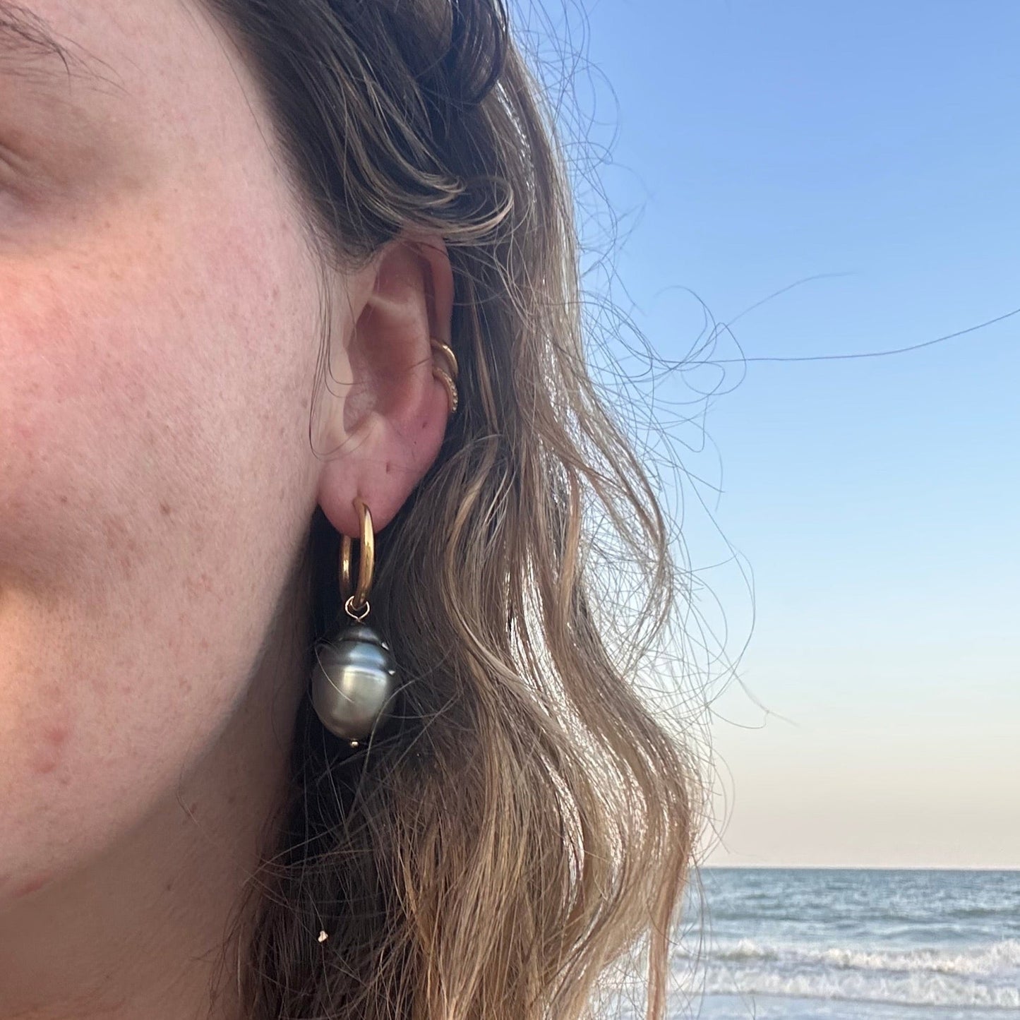 DRIP JEWELRY Earrings Tahitian Baroque Pearl Hoops (3 hoops included)