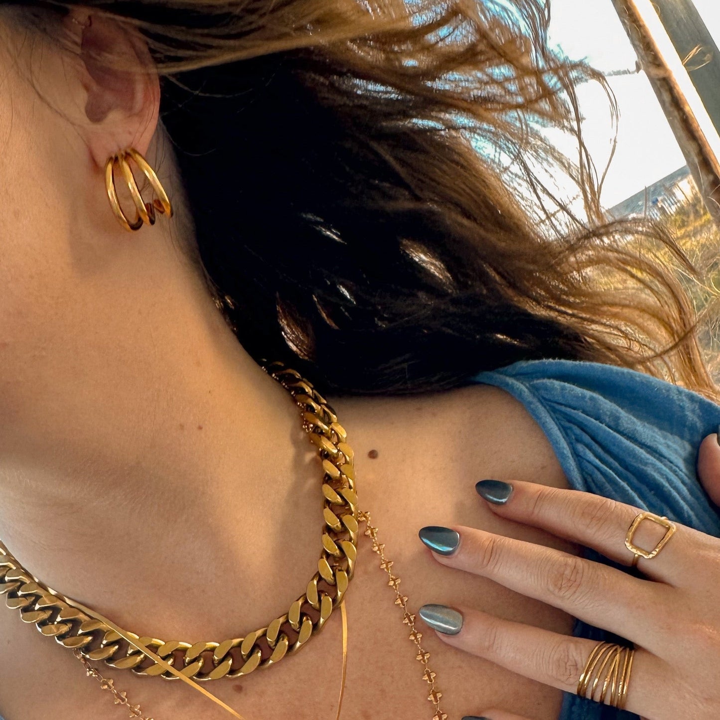 DRIP JEWELRY EARRINGS Triple Scoop Hoops