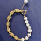 DRIP JEWELRY Blue Pearl and Chain Bracelet