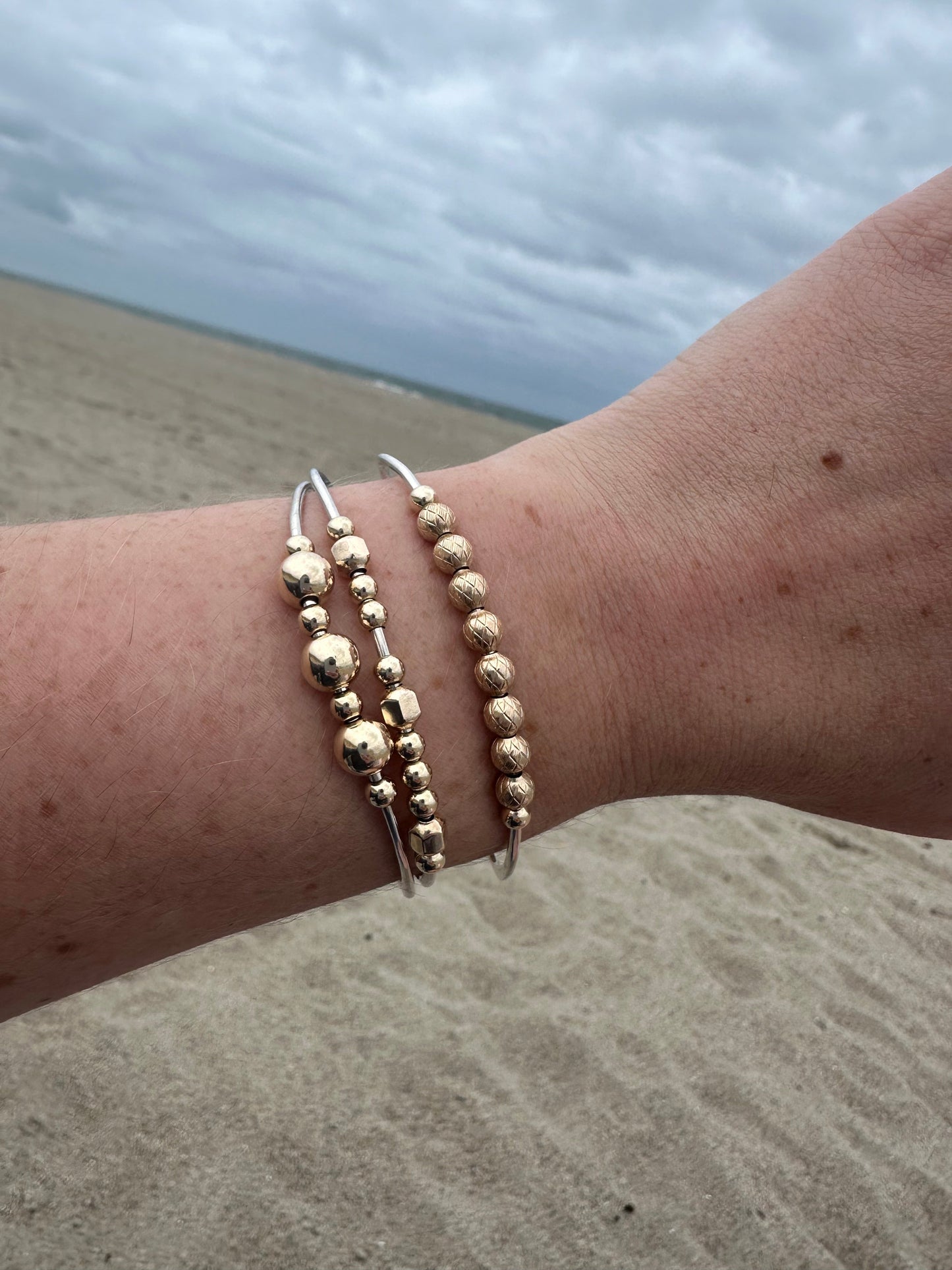 DRIP JEWELRY BRACELETS Slider Bead Cuffs (14k gold-filled or sterling silver)