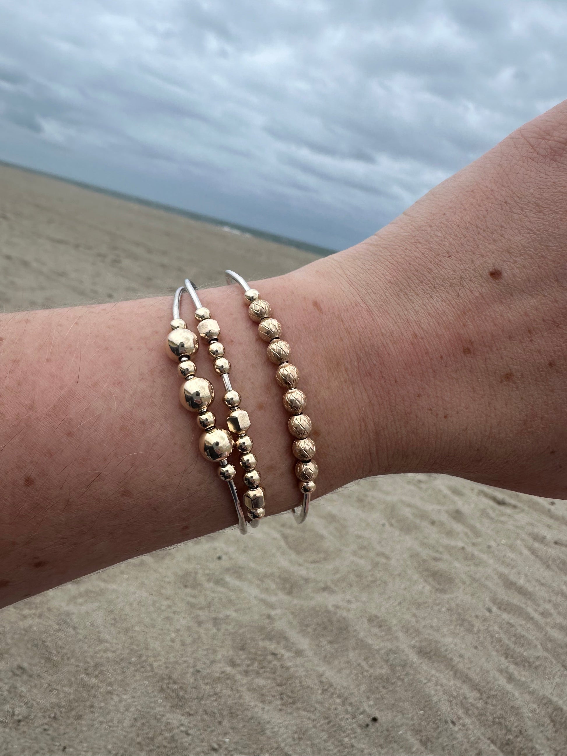 DRIP JEWELRY BRACELETS Slider Bead Cuffs (14k gold-filled or sterling silver)