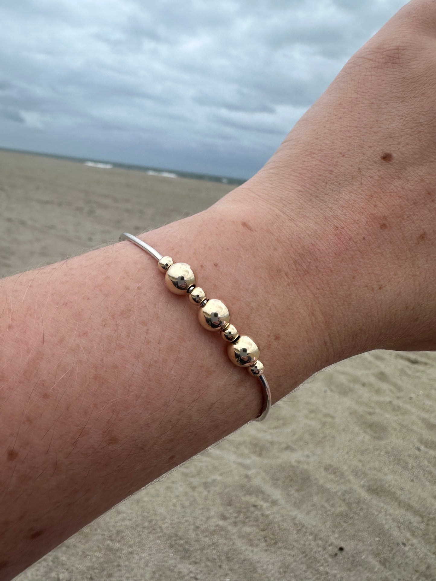 DRIP JEWELRY BRACELETS Silver Cuff / faceted beads Slider Bead Cuffs (14k gold-filled or sterling silver)