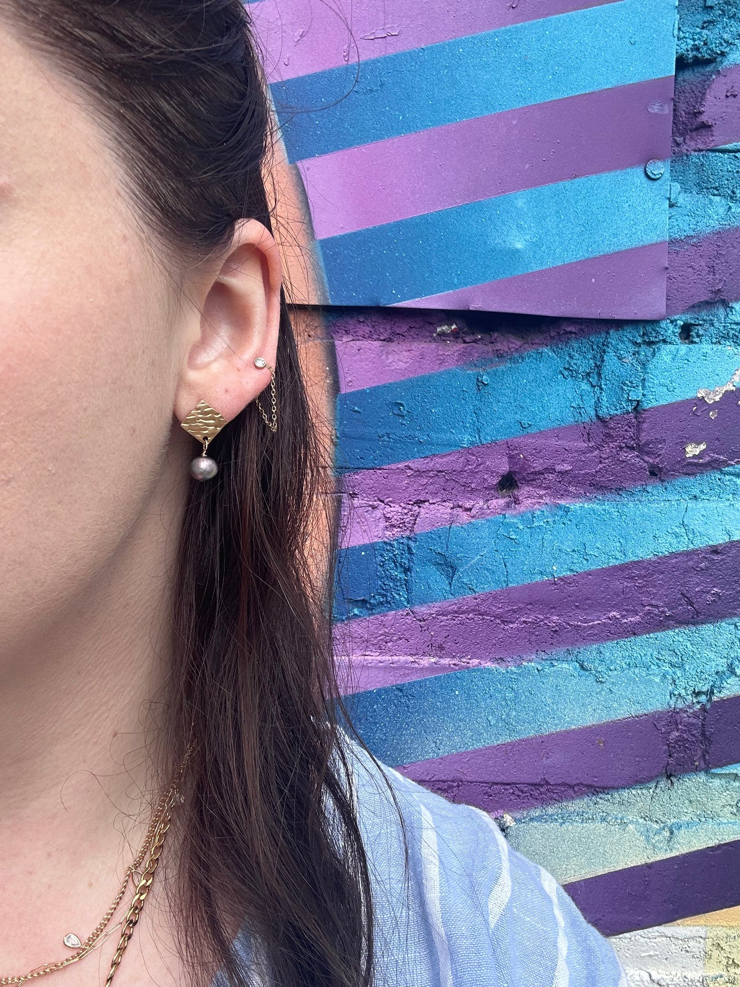 DRIP JEWELRY Carly Earrings- Tahitian Pearl or White Pearl on Gold