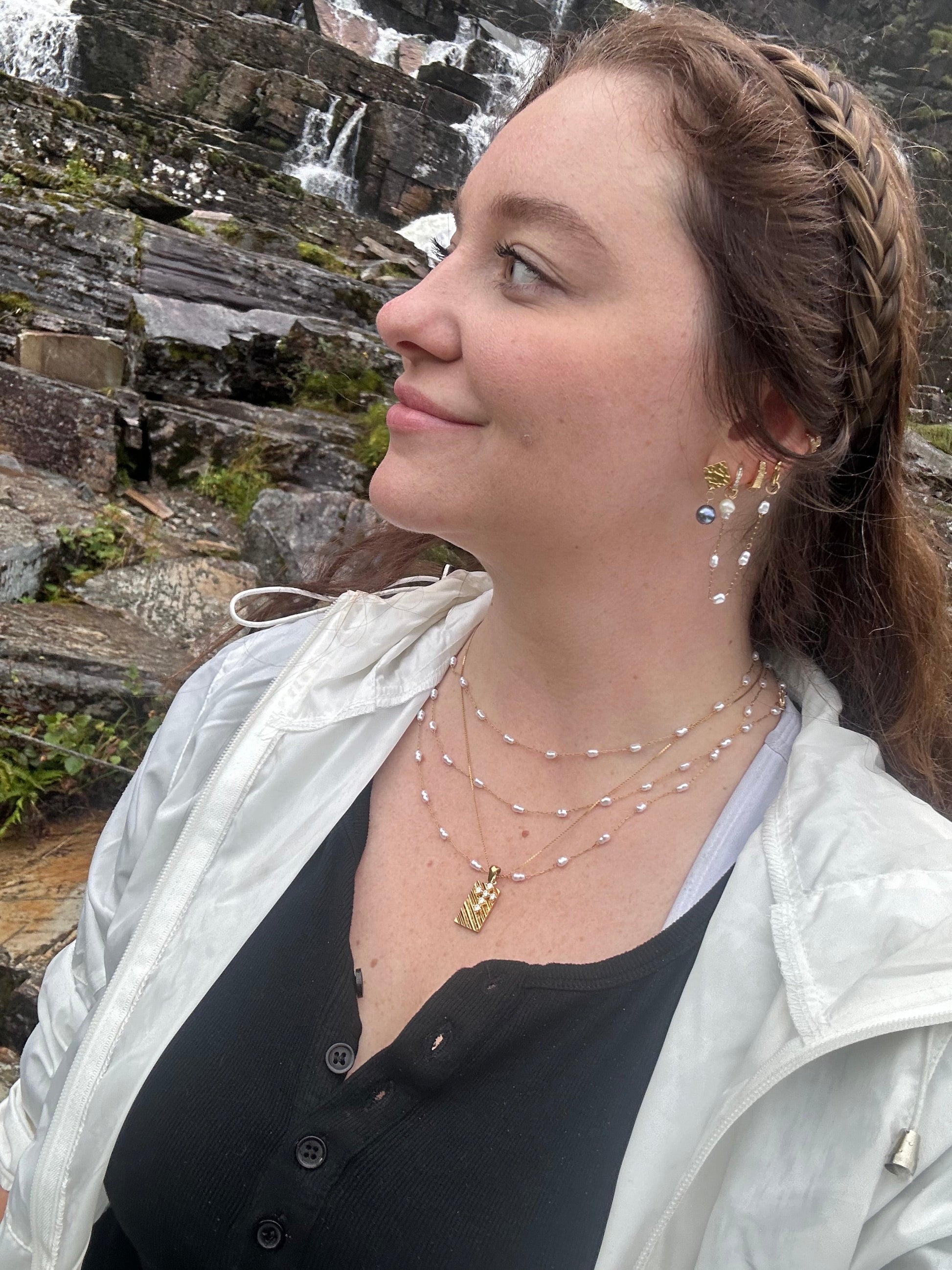 DRIP JEWELRY Carly Earrings- Tahitian Pearl or White Pearl on Gold