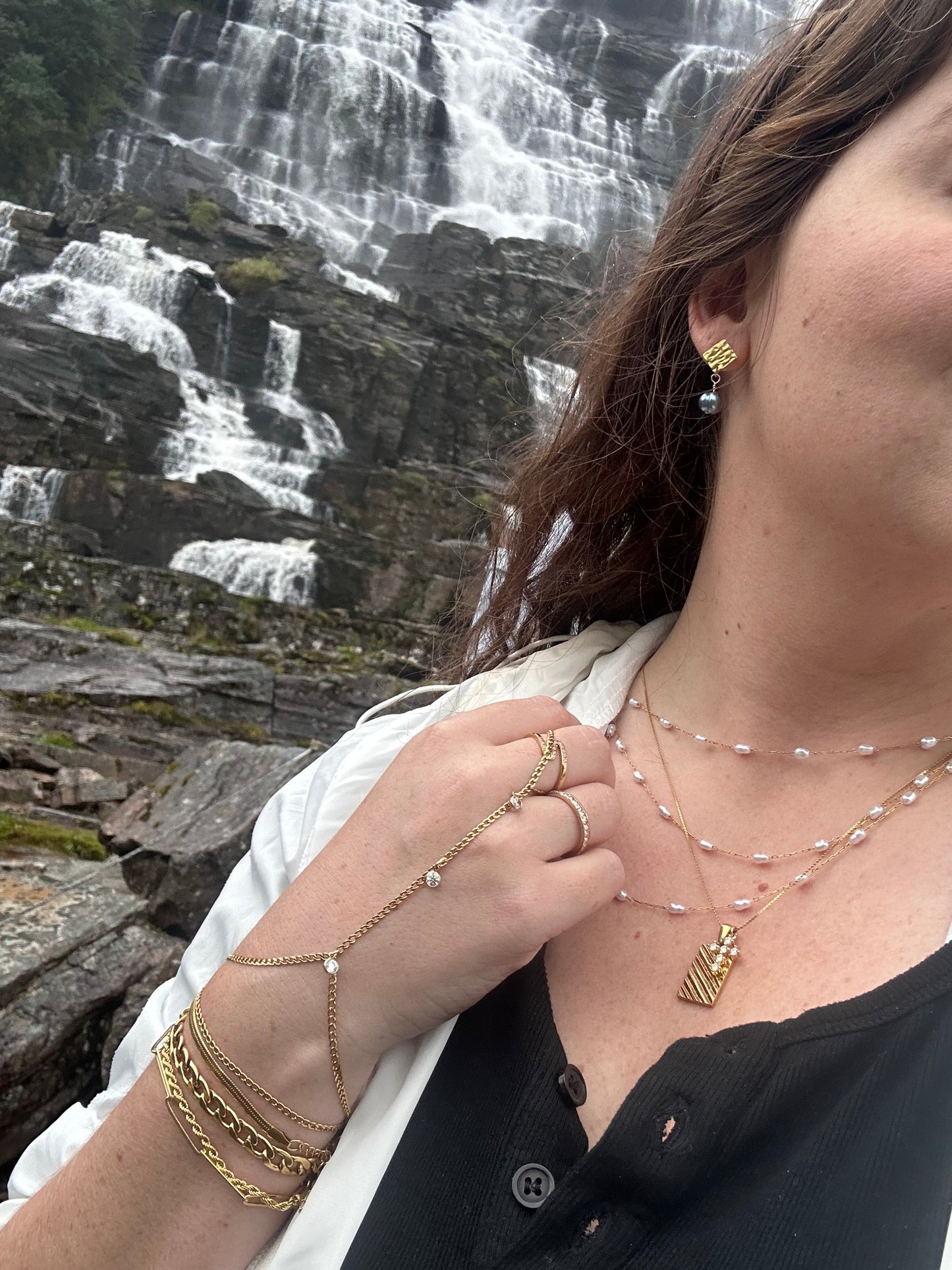 DRIP JEWELRY Carly Earrings- Tahitian Pearl or White Pearl on Gold