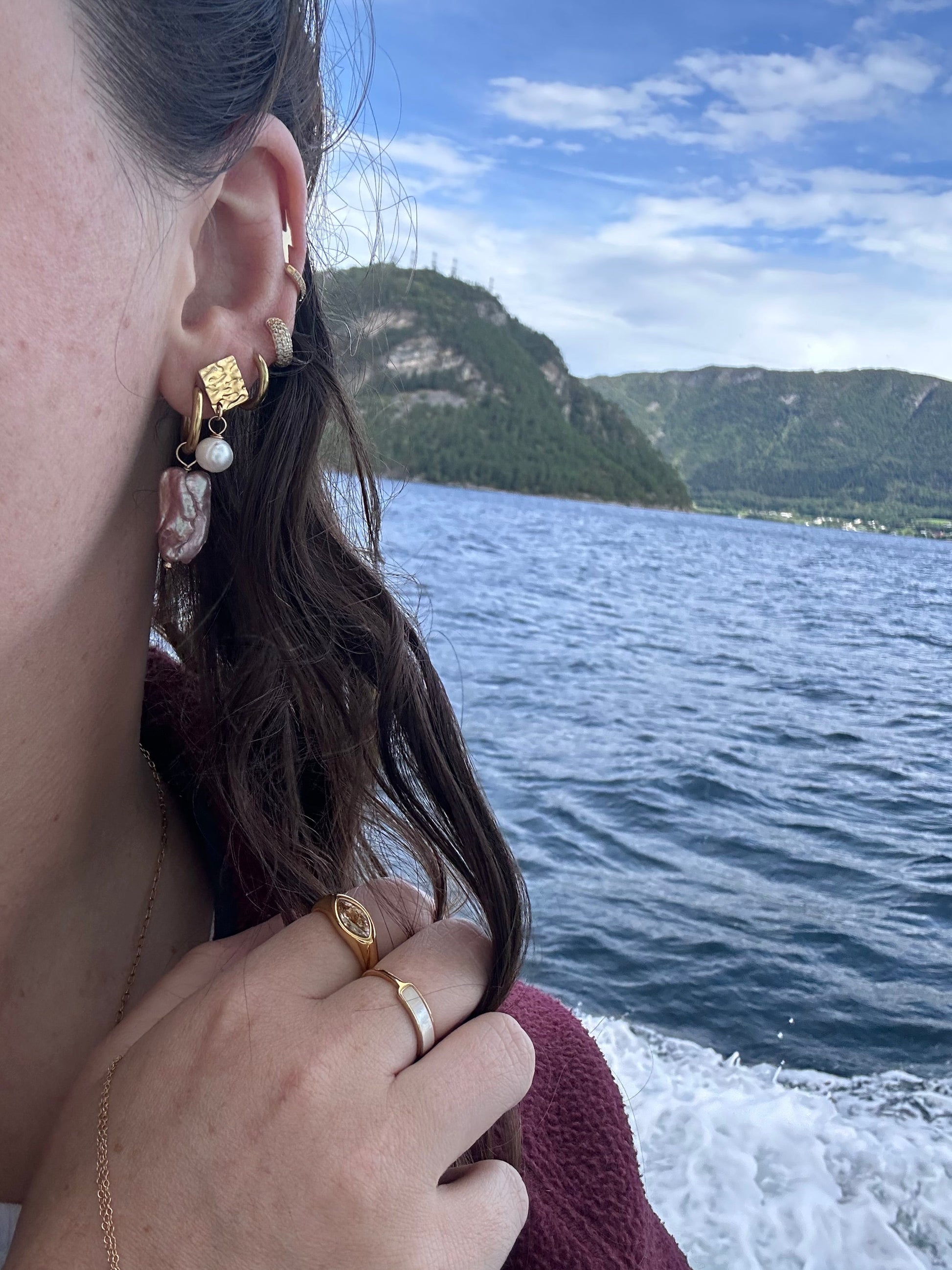 DRIP JEWELRY Carly Earrings- Tahitian Pearl or White Pearl on Gold