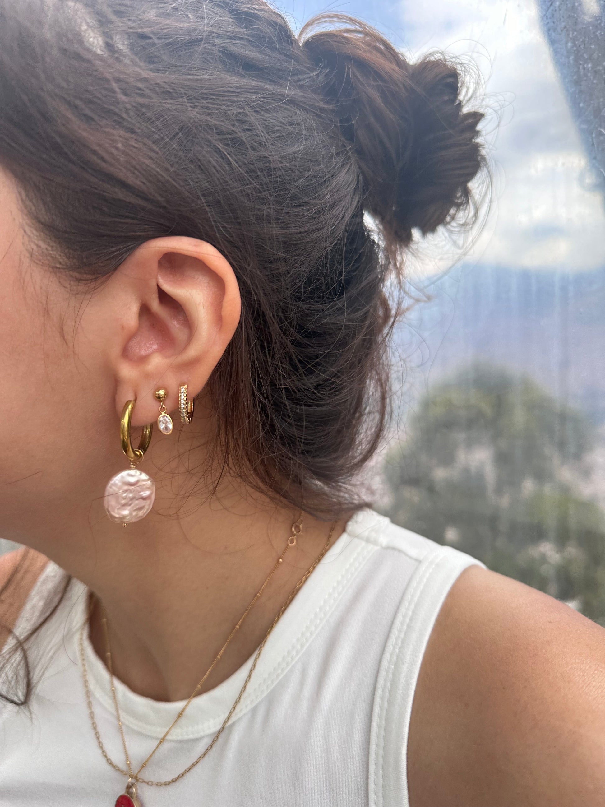 DRIP JEWELRY Circle Pearl or No Pearl Hoops