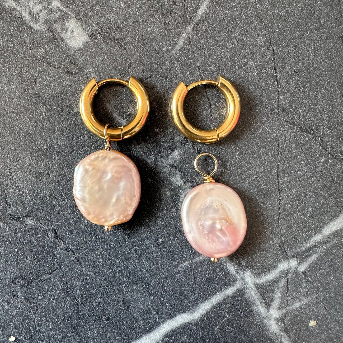 DRIP JEWELRY Circle Pearl or No Pearl Hoops