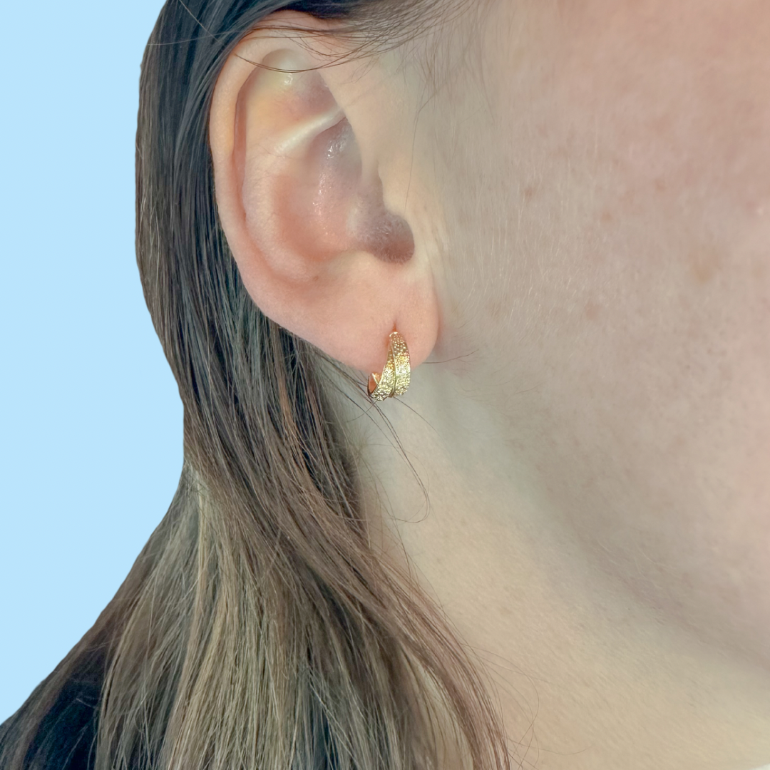 DRIP JEWELRY EARRINGS Criss Cross Mini Hoops