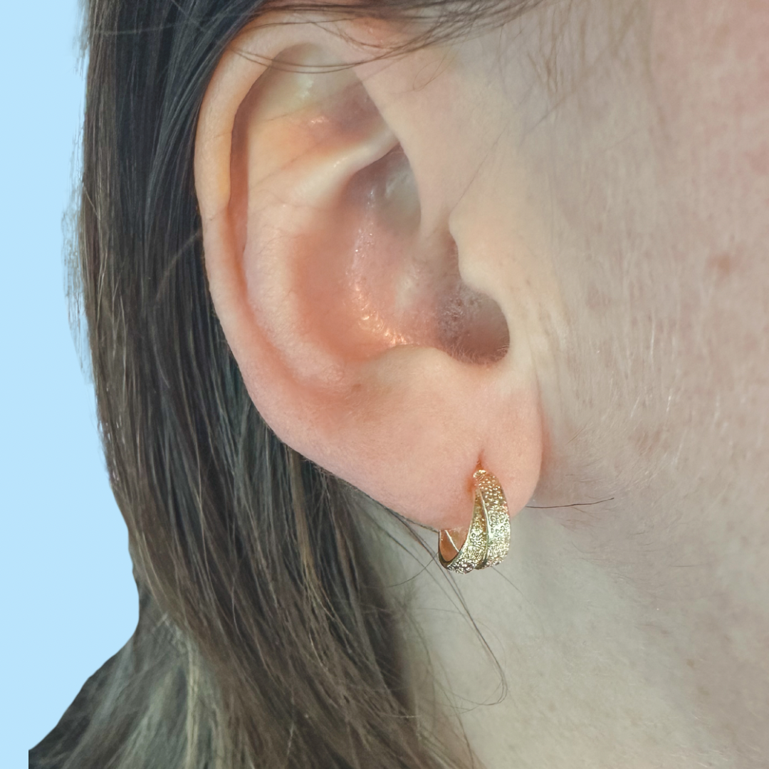 DRIP JEWELRY EARRINGS Criss Cross Mini Hoops