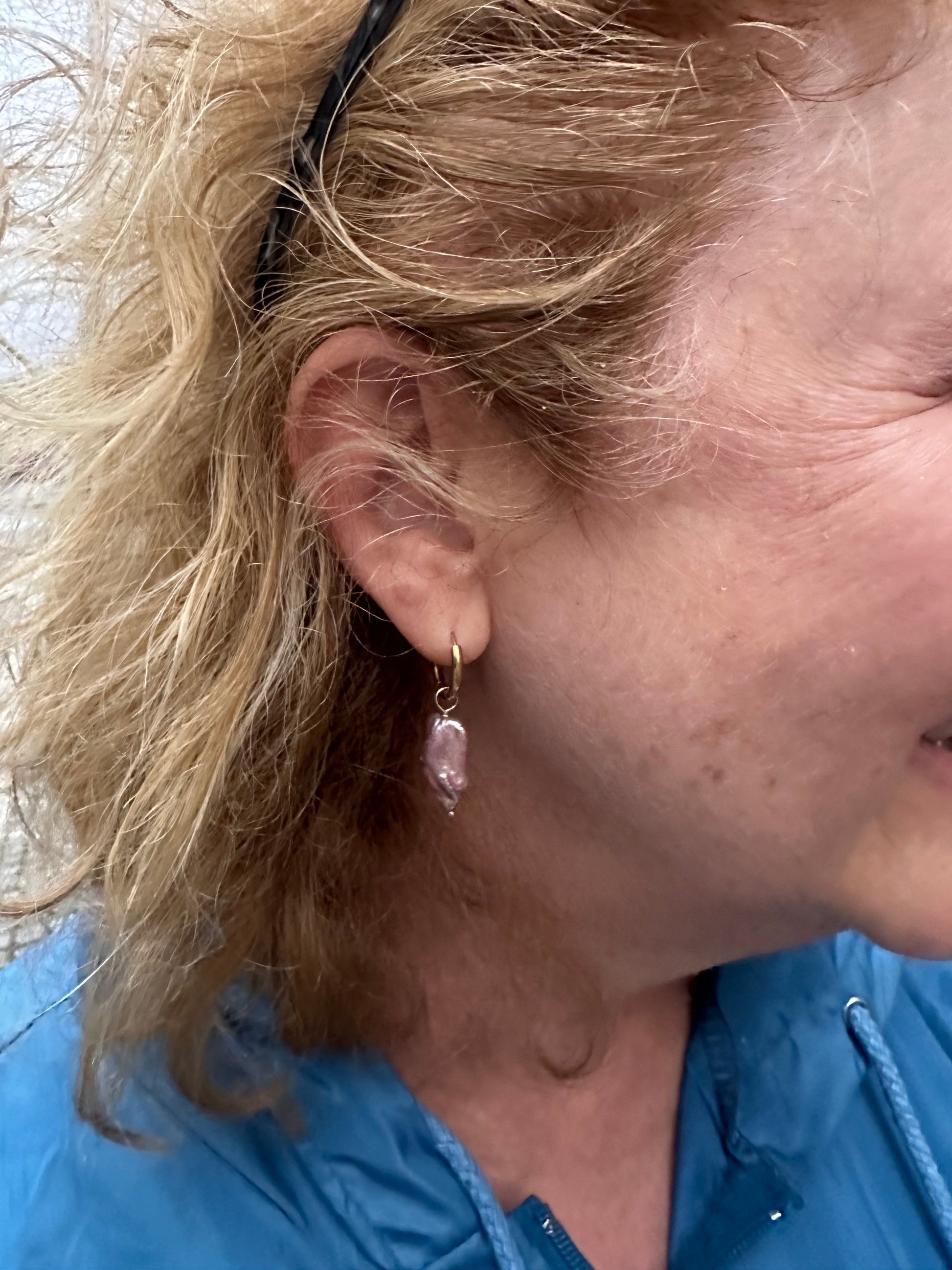 DRIP JEWELRY EARRINGS Iridescent Pearl or No Pearl Hoops