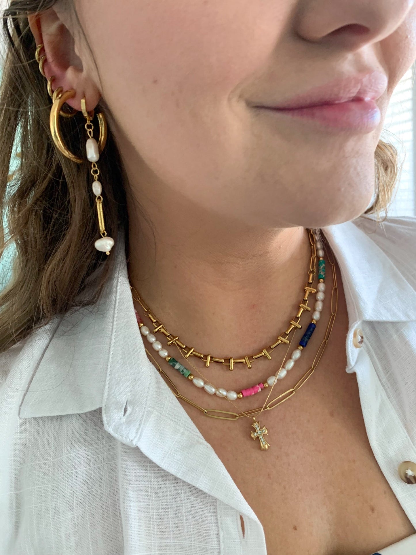 DRIP JEWELRY Earrings Mixed Triple Pearl