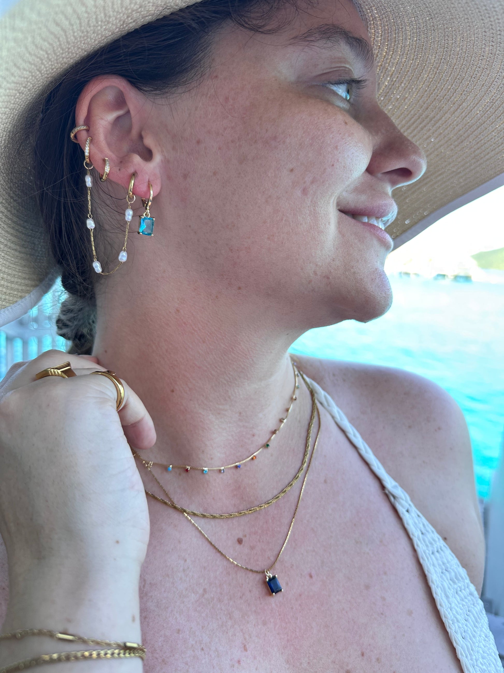 DRIP JEWELRY EARRINGS Pearl Ear Chain