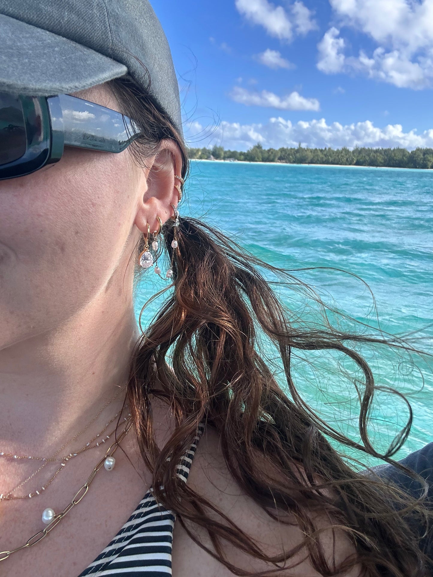 DRIP JEWELRY EARRINGS Pearl Ear Chain