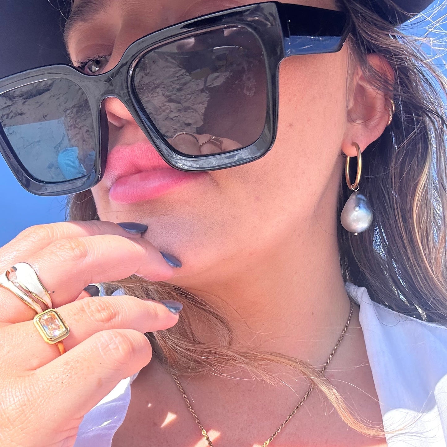 DRIP JEWELRY Earrings Tahitian Baroque Pearl Hoops (3 hoops included)