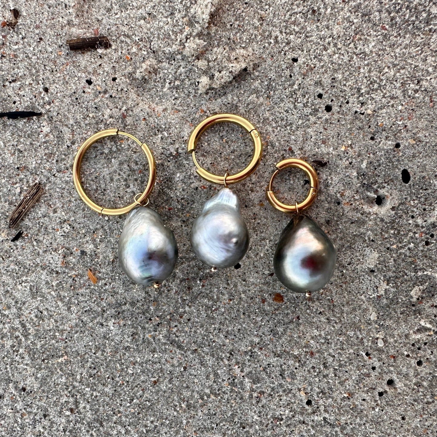 DRIP JEWELRY Earrings Tahitian Baroque Pearl Hoops (3 hoops included)