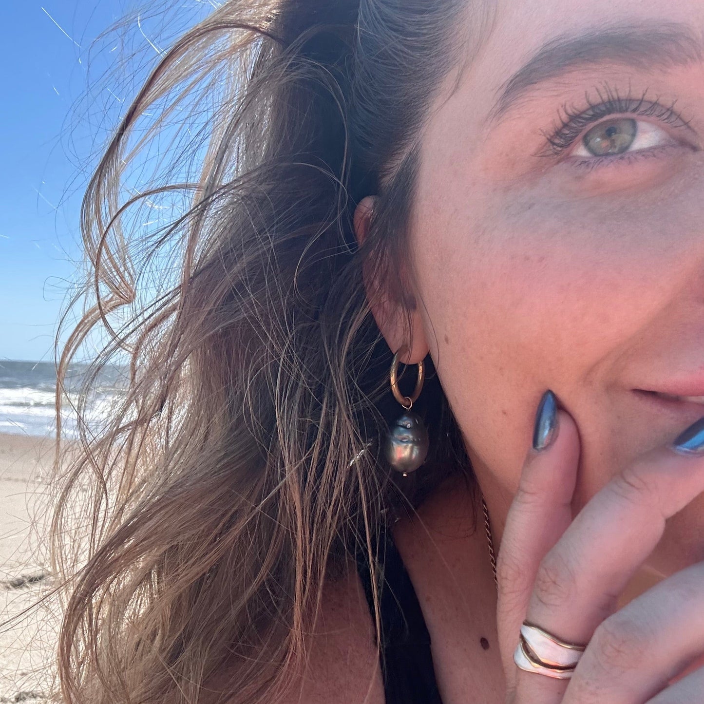 DRIP JEWELRY Earrings Tahitian Baroque Pearl Hoops (3 hoops included)