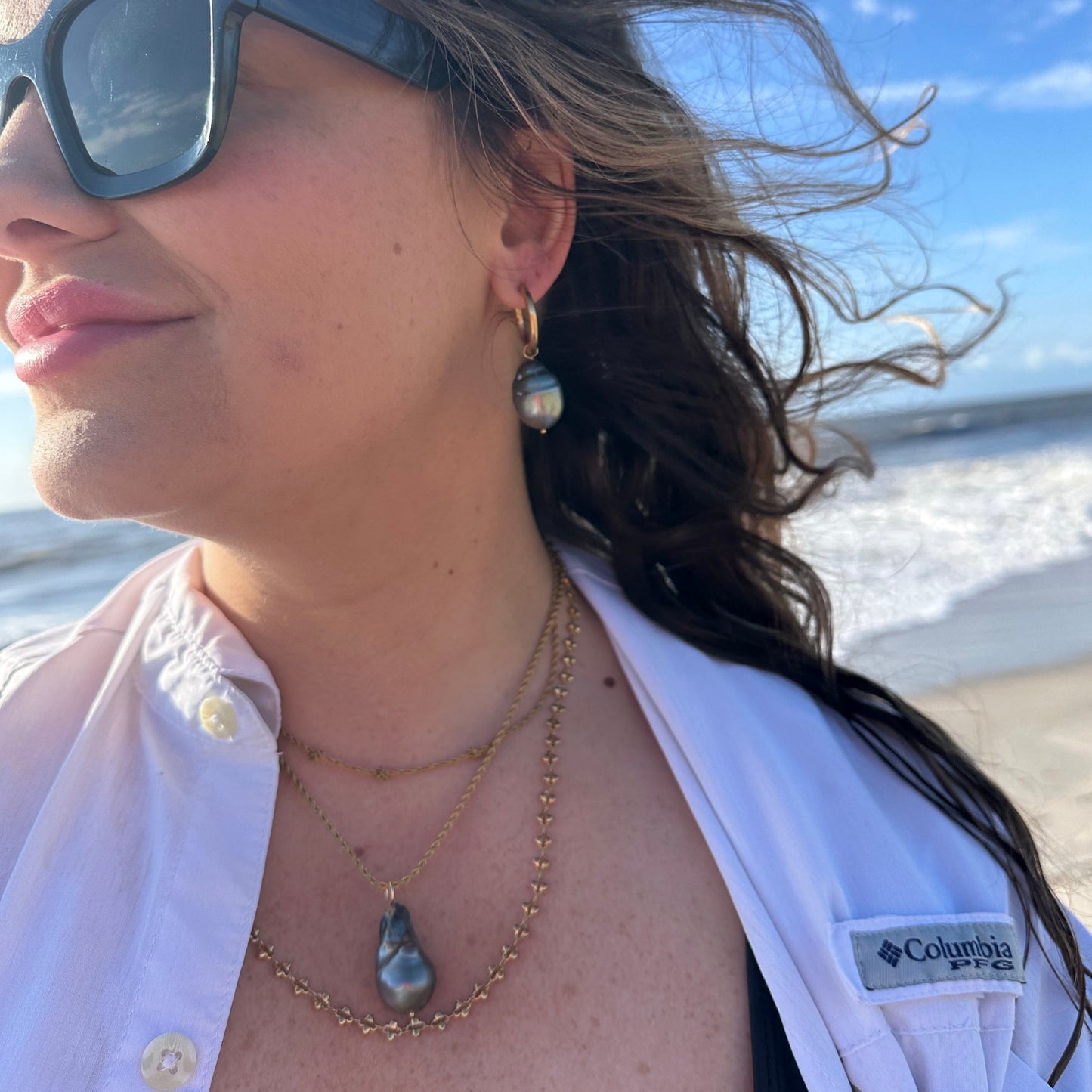 DRIP JEWELRY Earrings Tahitian Baroque Pearl Hoops (3 hoops included)