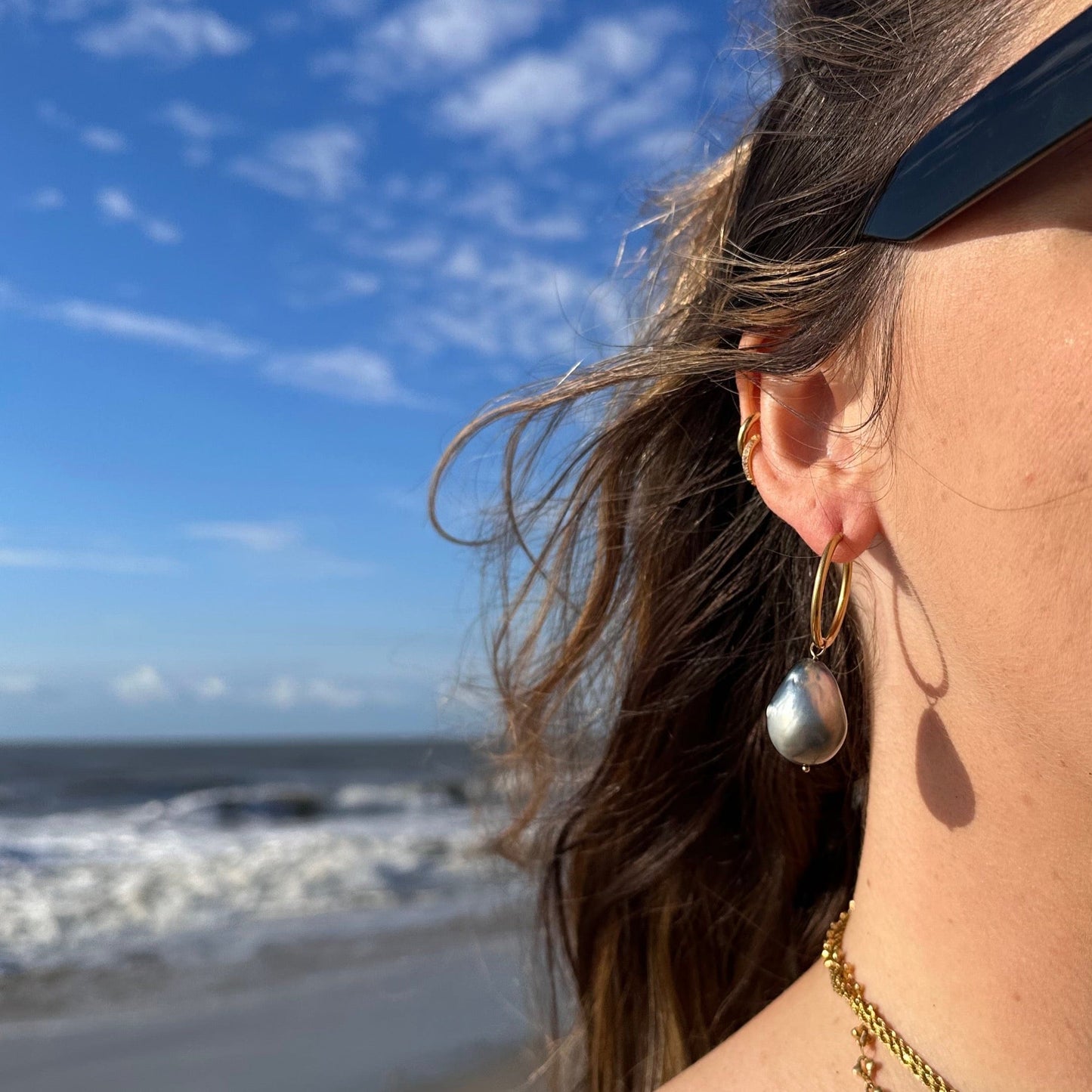 DRIP JEWELRY Earrings Tahitian Baroque Pearl Hoops (3 hoops included)