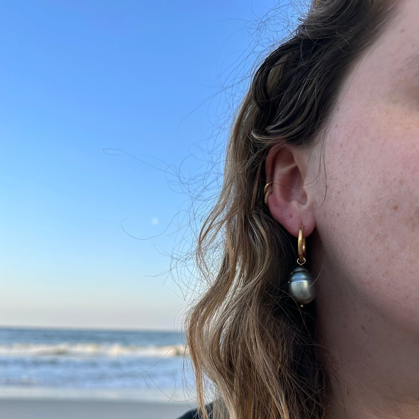 DRIP JEWELRY Earrings Tahitian Baroque Pearl Hoops (3 hoops included)