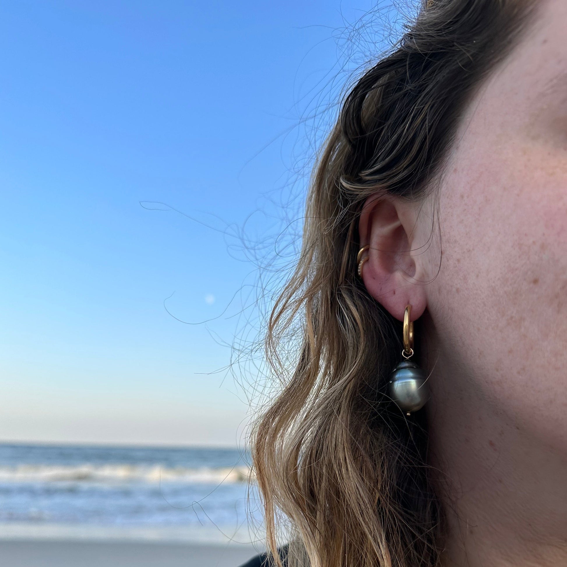 DRIP JEWELRY Earrings Tahitian Baroque Pearl Hoops (3 hoops included)