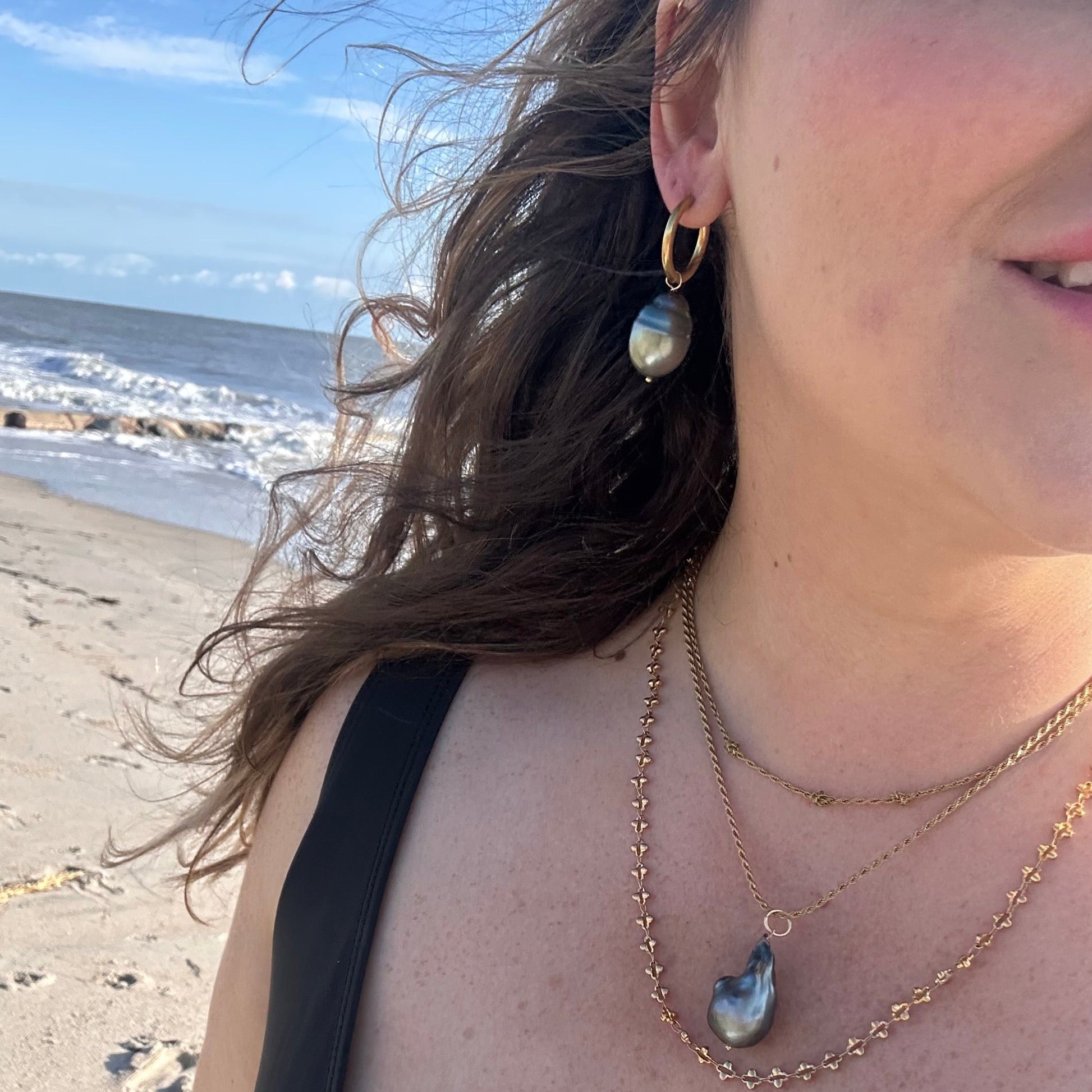 DRIP JEWELRY Earrings Tahitian Baroque Pearl Hoops (3 hoops included)