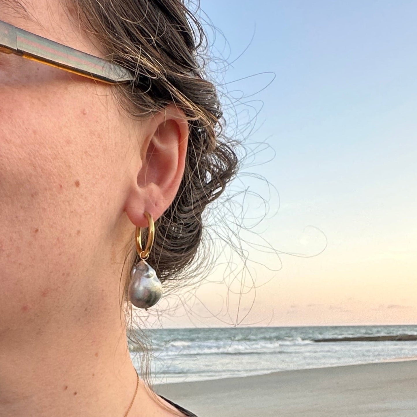 DRIP JEWELRY Earrings Tahitian Baroque Pearl Hoops (3 hoops included)