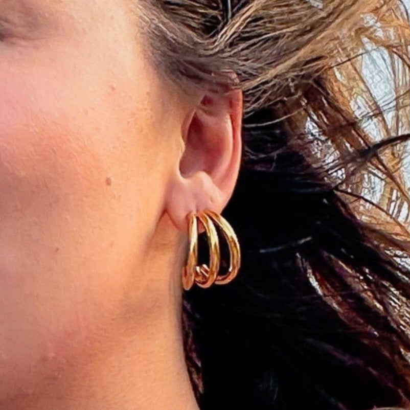 DRIP JEWELRY EARRINGS Triple Scoop Hoops