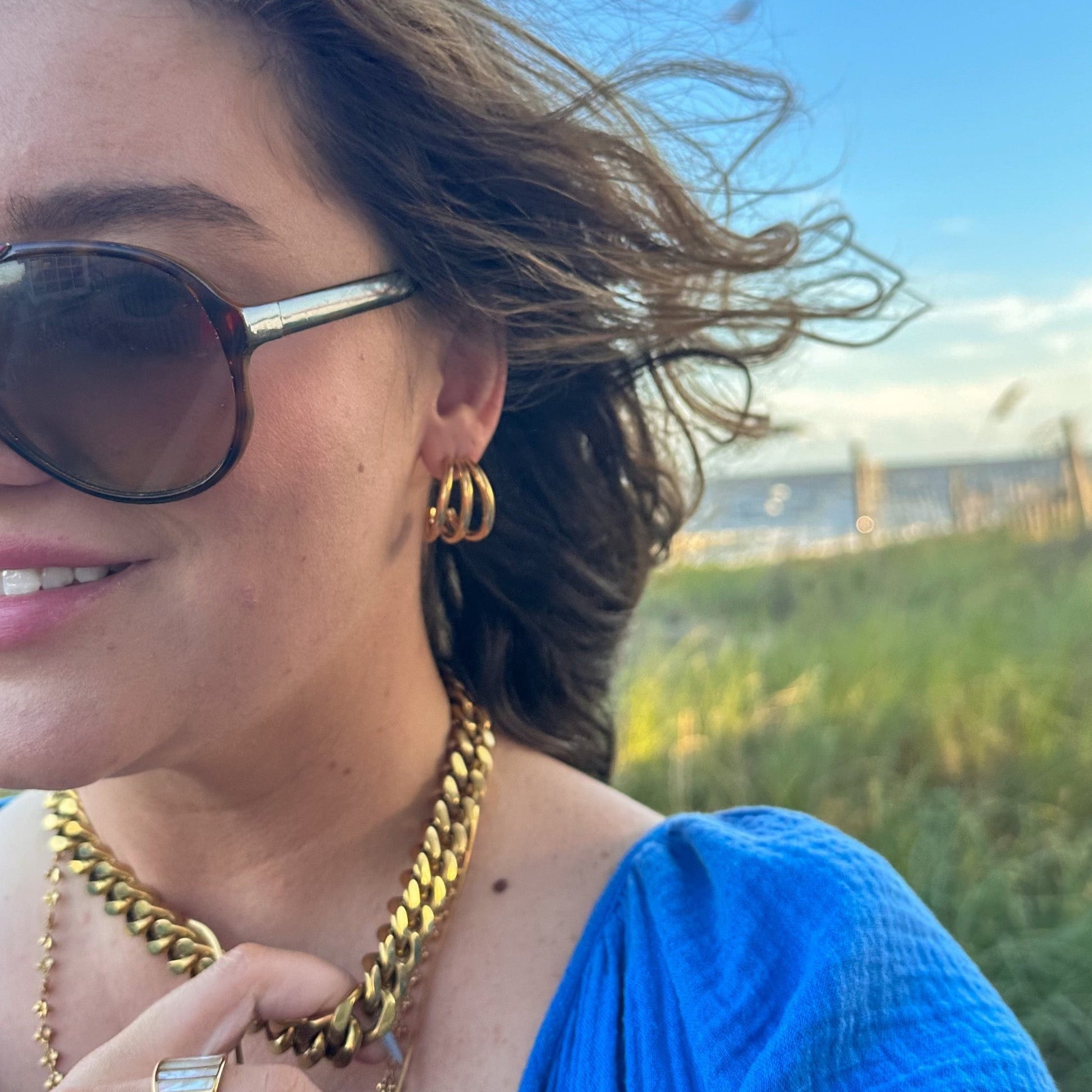 DRIP JEWELRY EARRINGS Triple Scoop Hoops