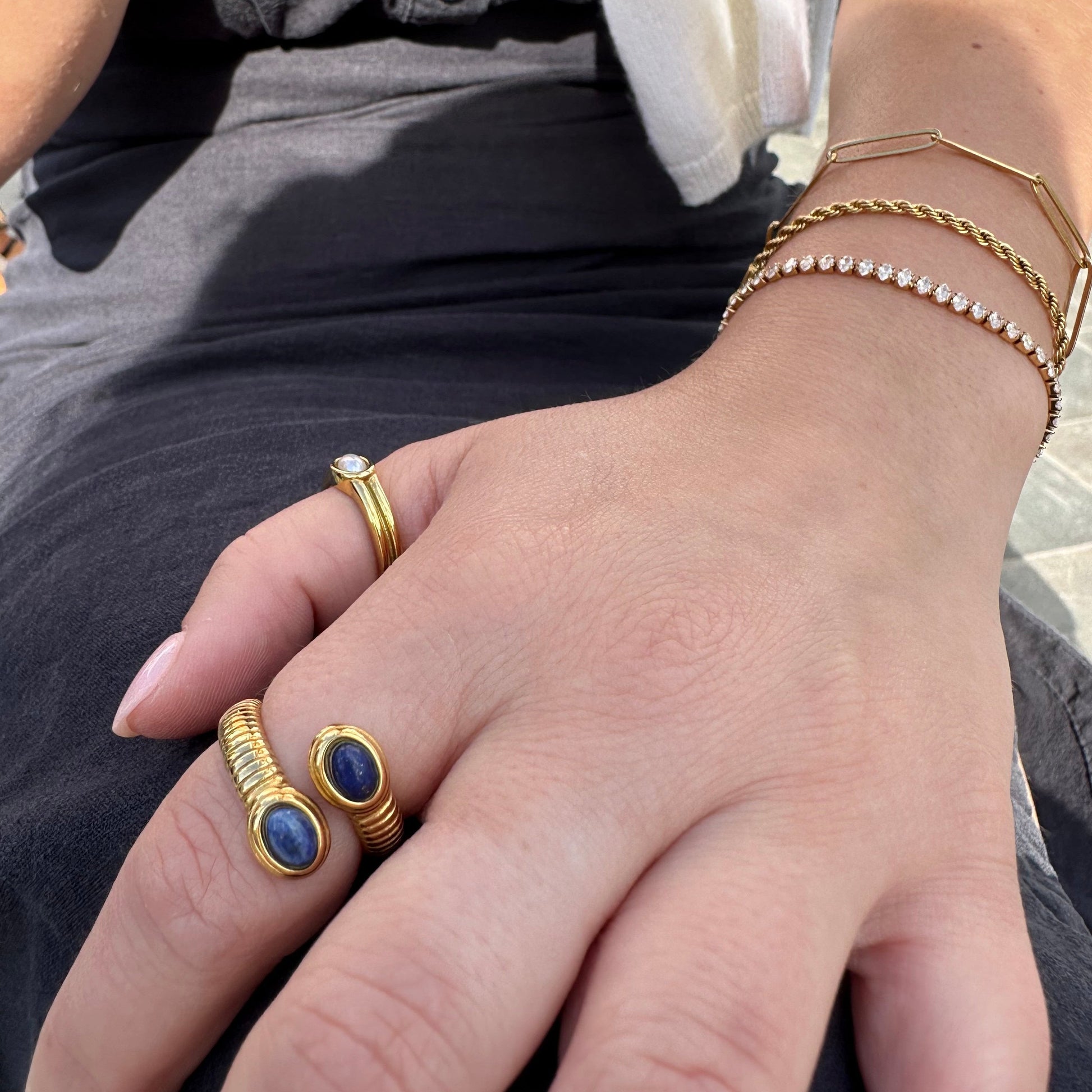 DRIP JEWELRY Lapis Spiral Ring