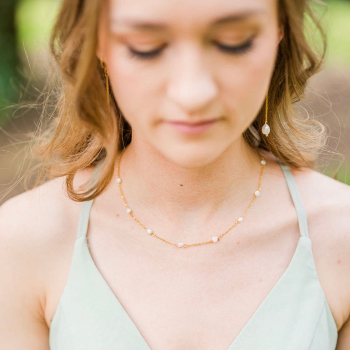 Drip Jewelry Necklace Pearl Station Necklace