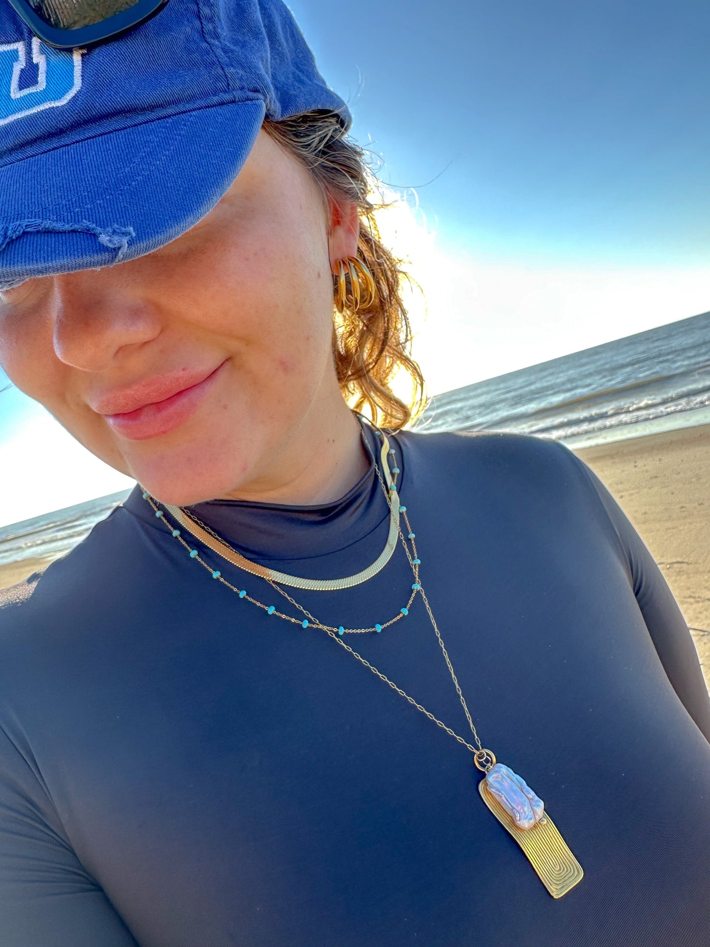 DRIP JEWELRY Necklaces Brushed Wave Pendant Necklace