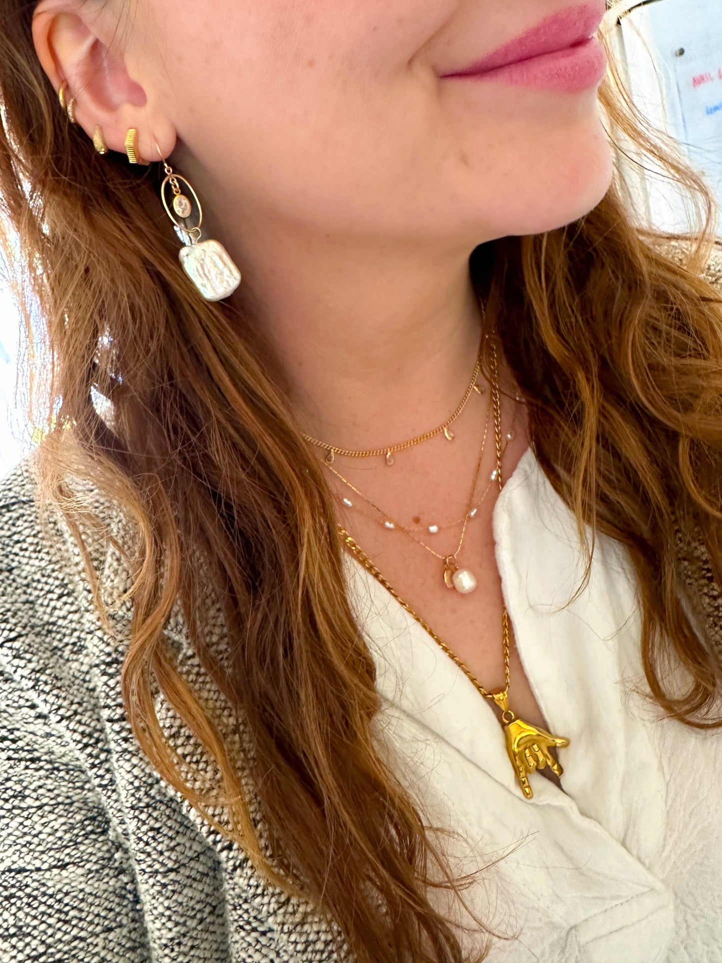 DRIP JEWELRY Necklaces Curb and Pear Stone Necklace