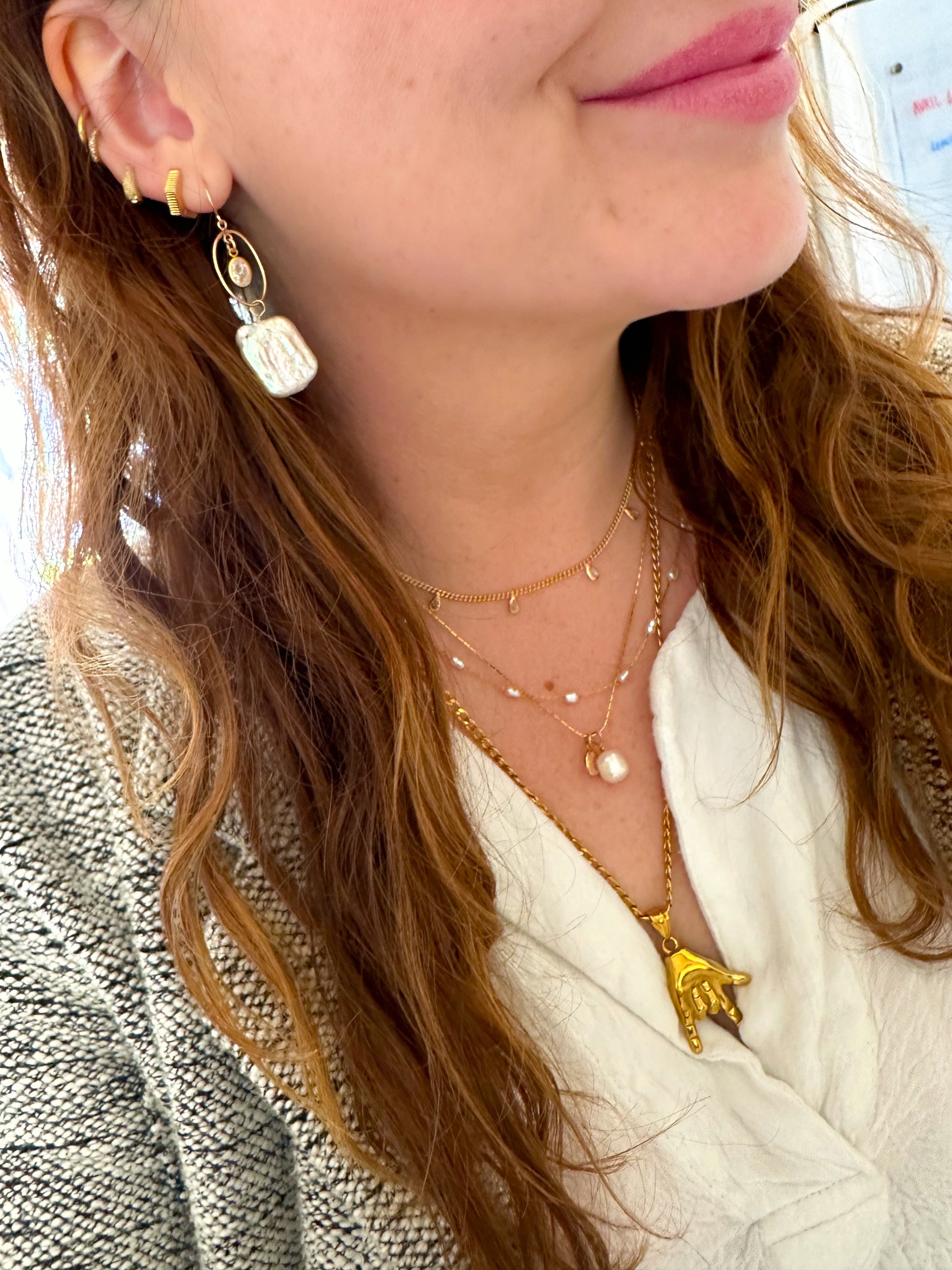 DRIP JEWELRY Necklaces Curb and Pear Stone Necklace