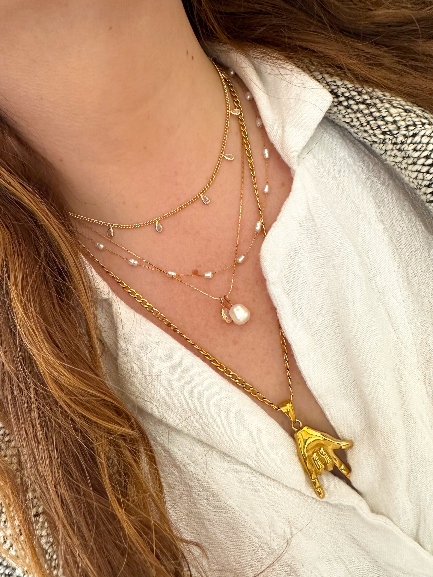 DRIP JEWELRY Necklaces Curb and Pear Stone Necklace