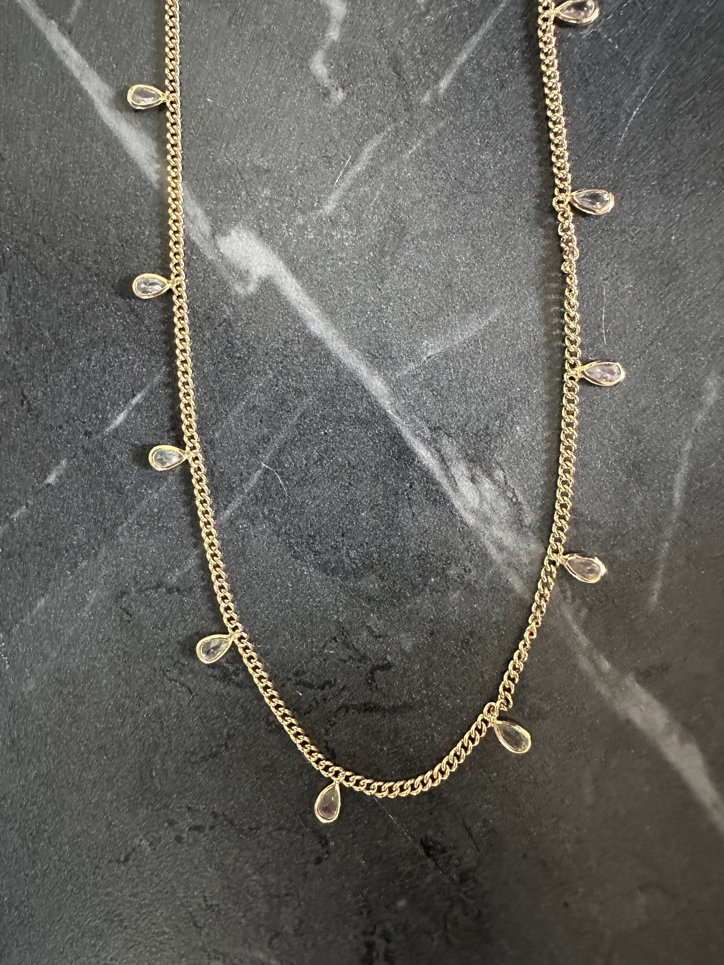 DRIP JEWELRY Necklaces Curb and Pear Stone Necklace
