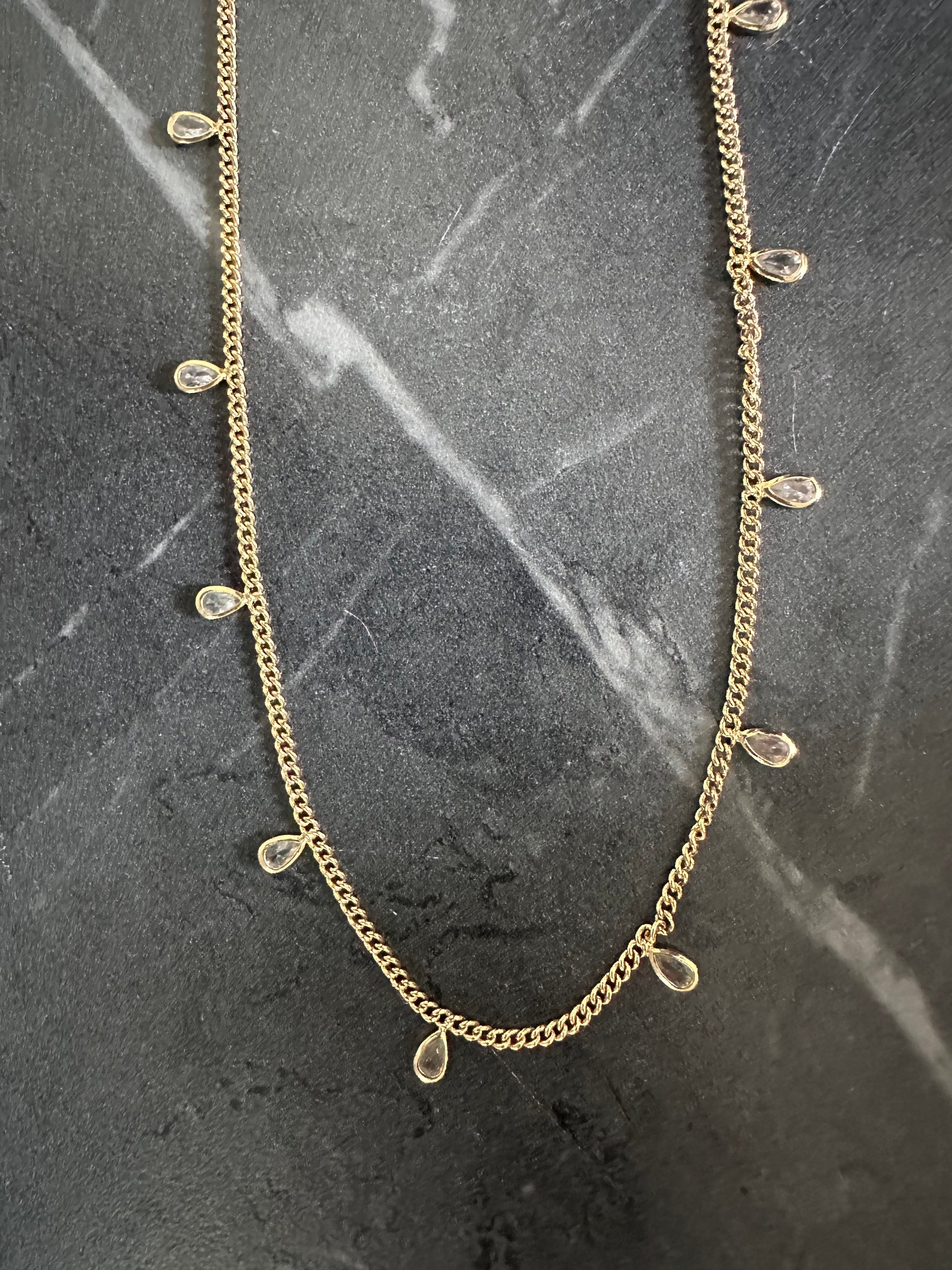 DRIP JEWELRY Necklaces Curb and Pear Stone Necklace