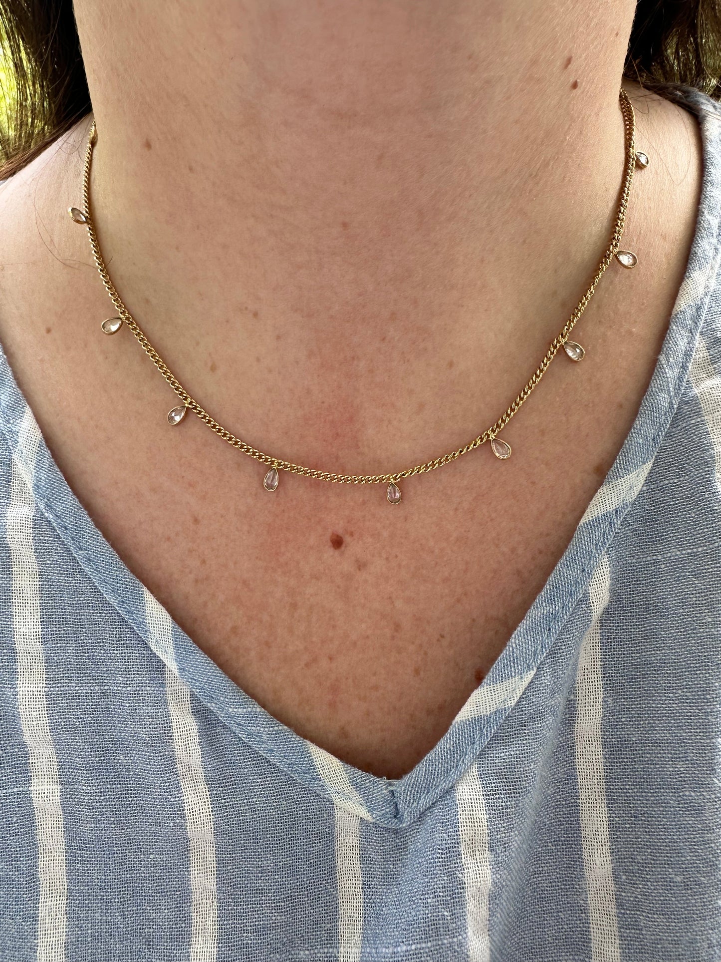 DRIP JEWELRY Necklaces Curb and Pear Stone Necklace