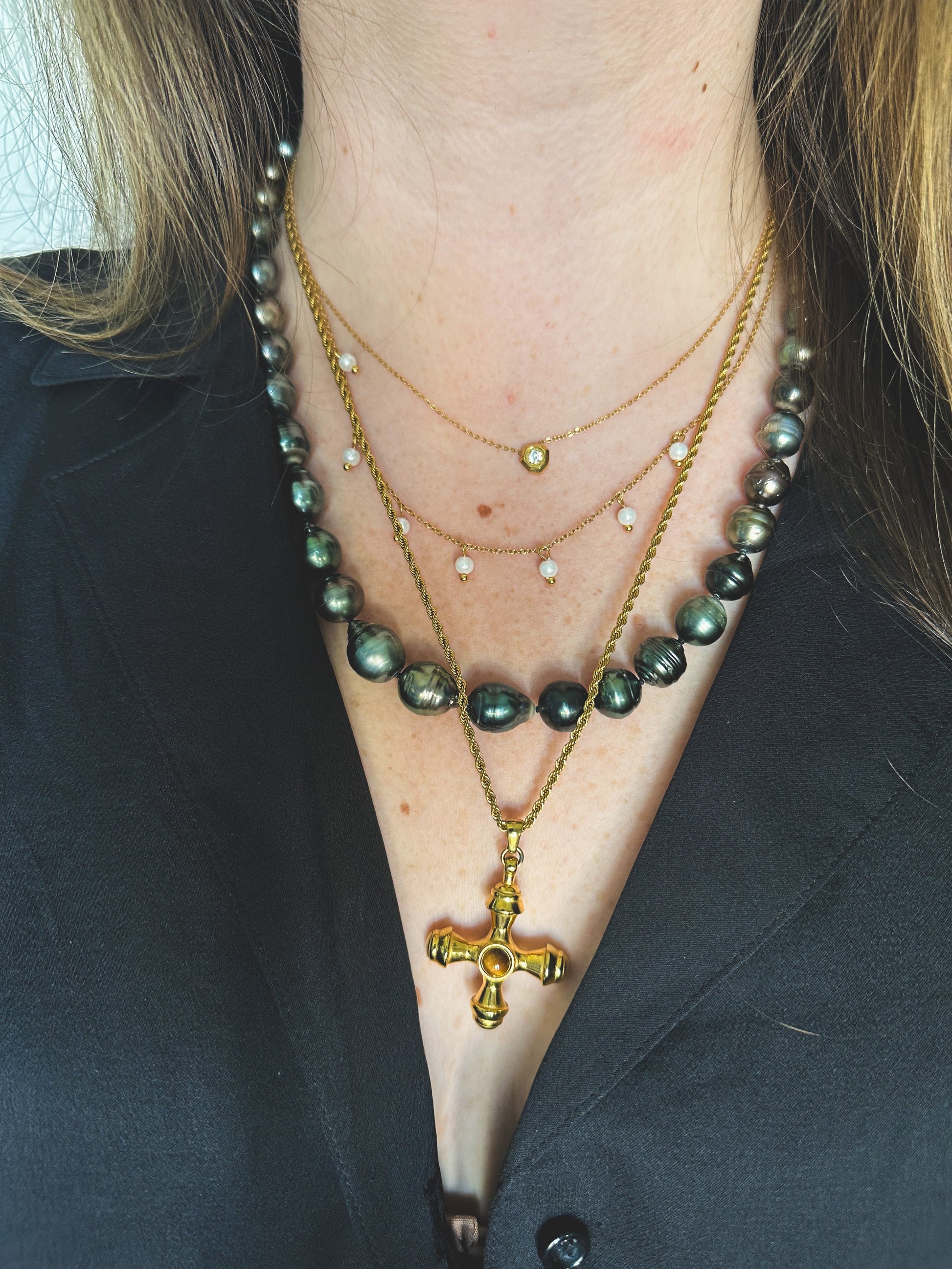 DRIP JEWELRY Necklaces Geniune Black Tahitian Pearl Strand