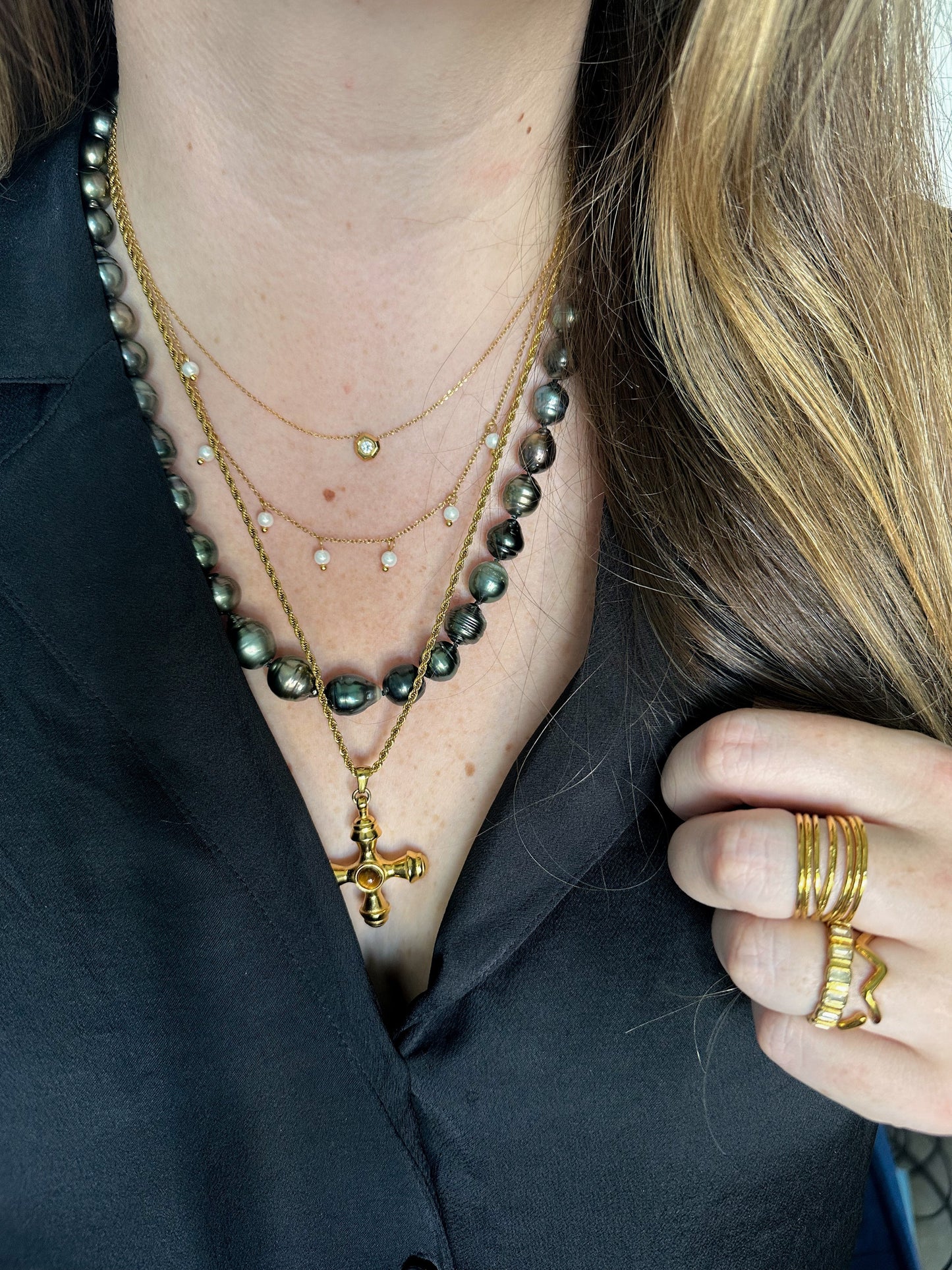 DRIP JEWELRY Necklaces Geniune Black Tahitian Pearl Strand