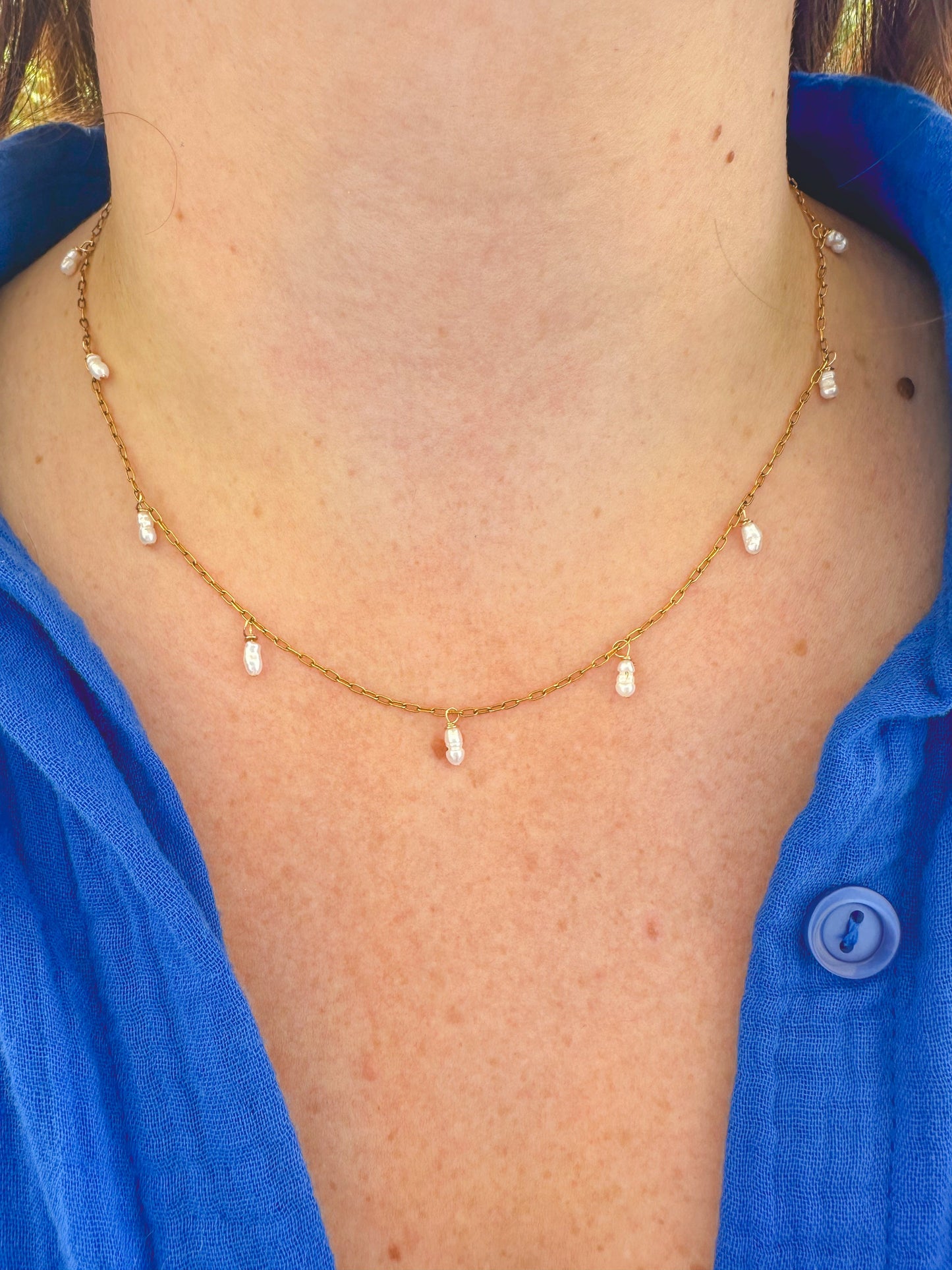 DRIP JEWELRY NECKLACES Rice Pearl Drop