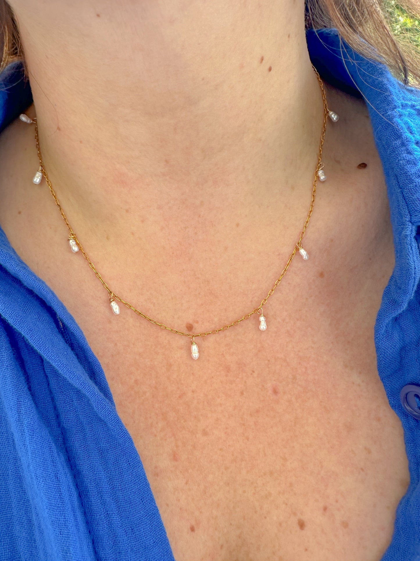 DRIP JEWELRY NECKLACES Rice Pearl Drop