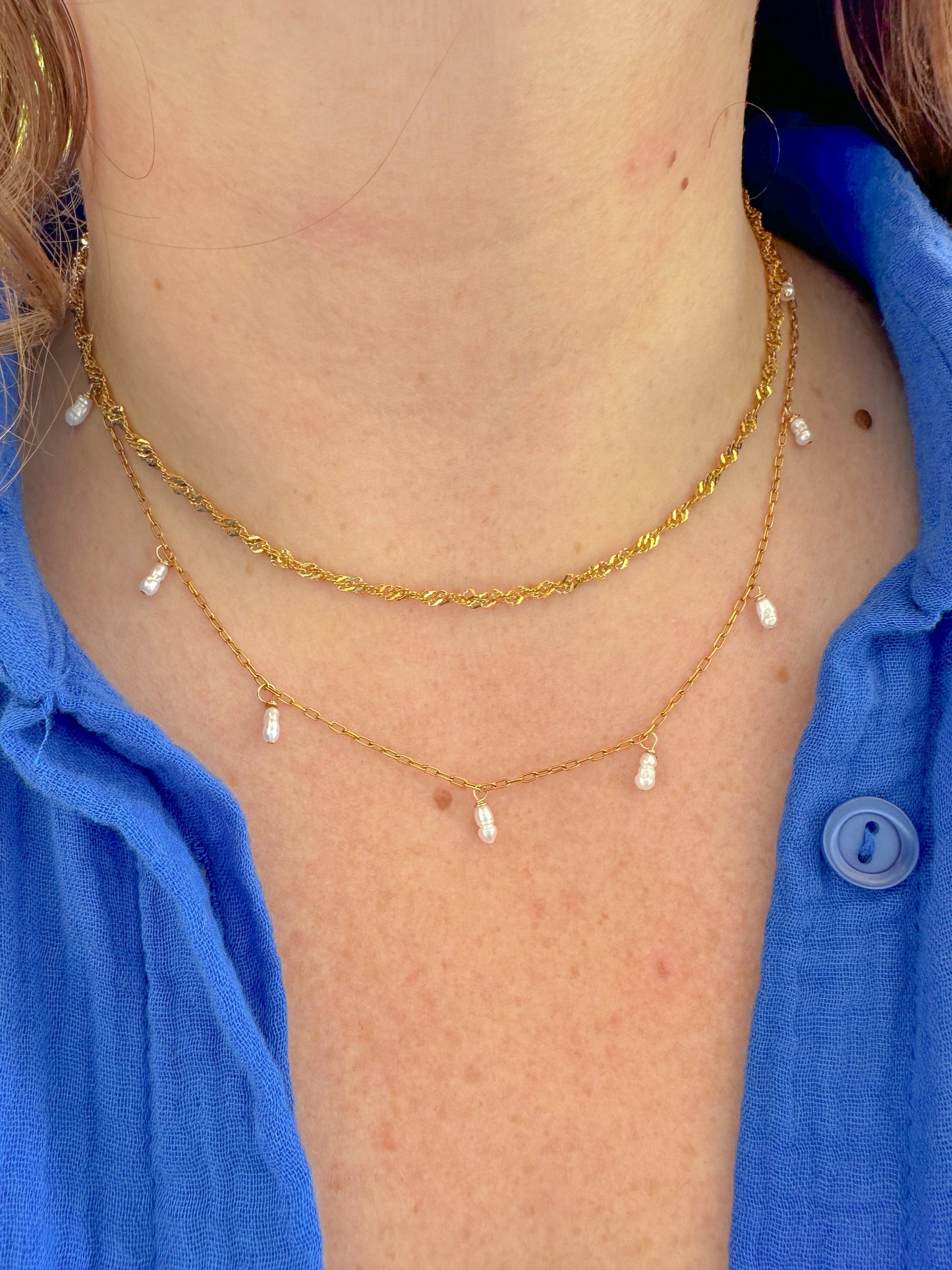 DRIP JEWELRY NECKLACES Rice Pearl Drop