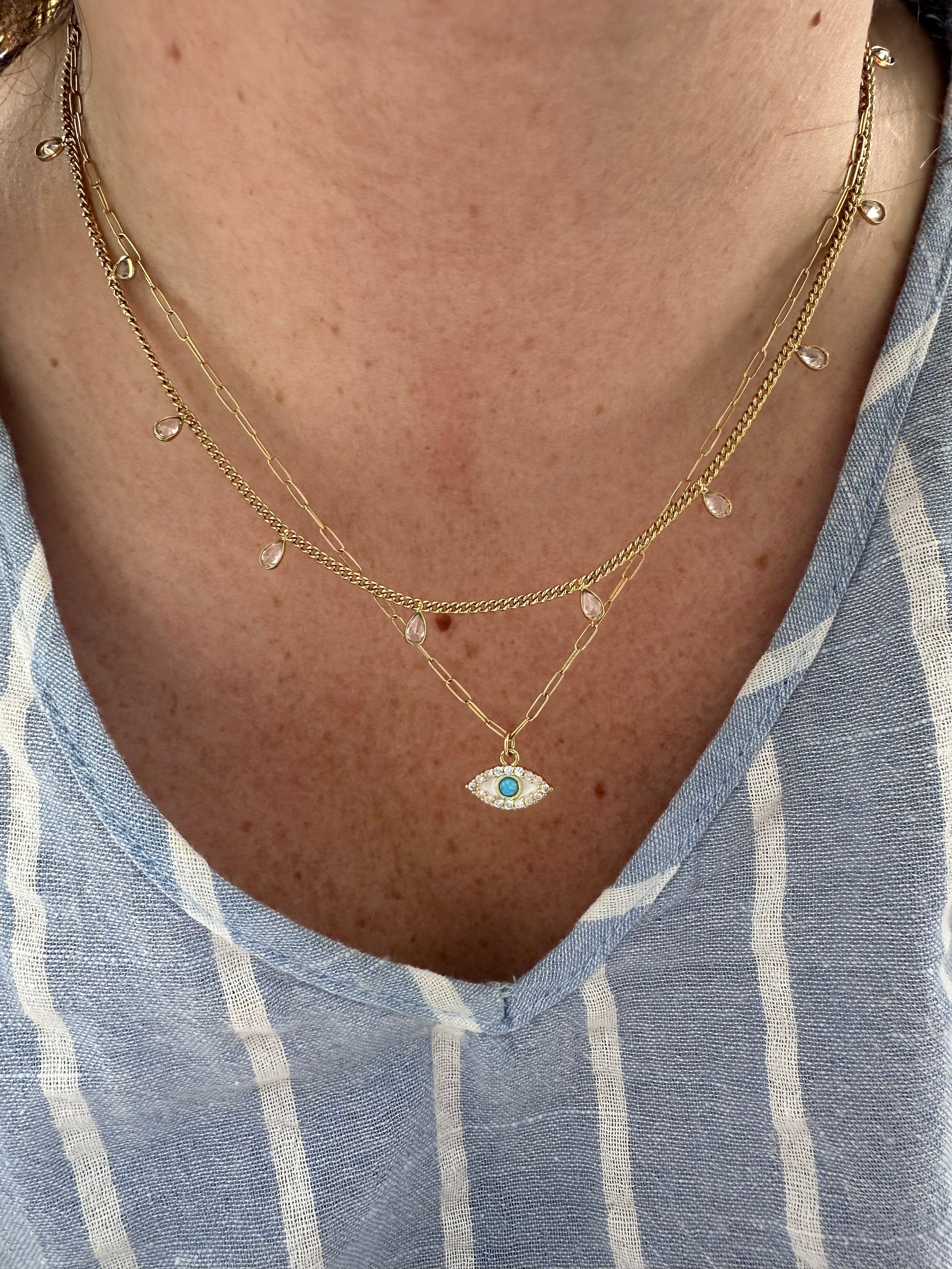 DRIP JEWELRY Opal Evil Eye Necklace