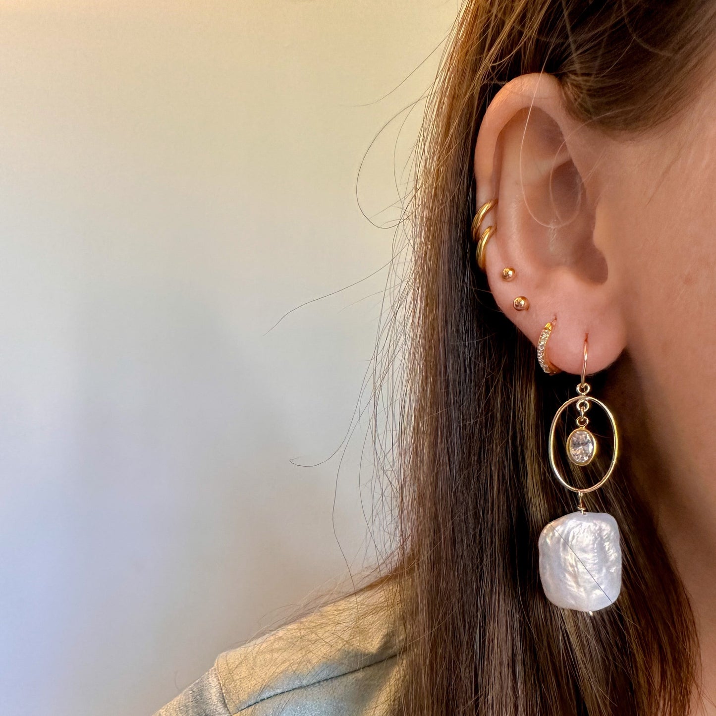 DRIP JEWELRY Oval and square earrings