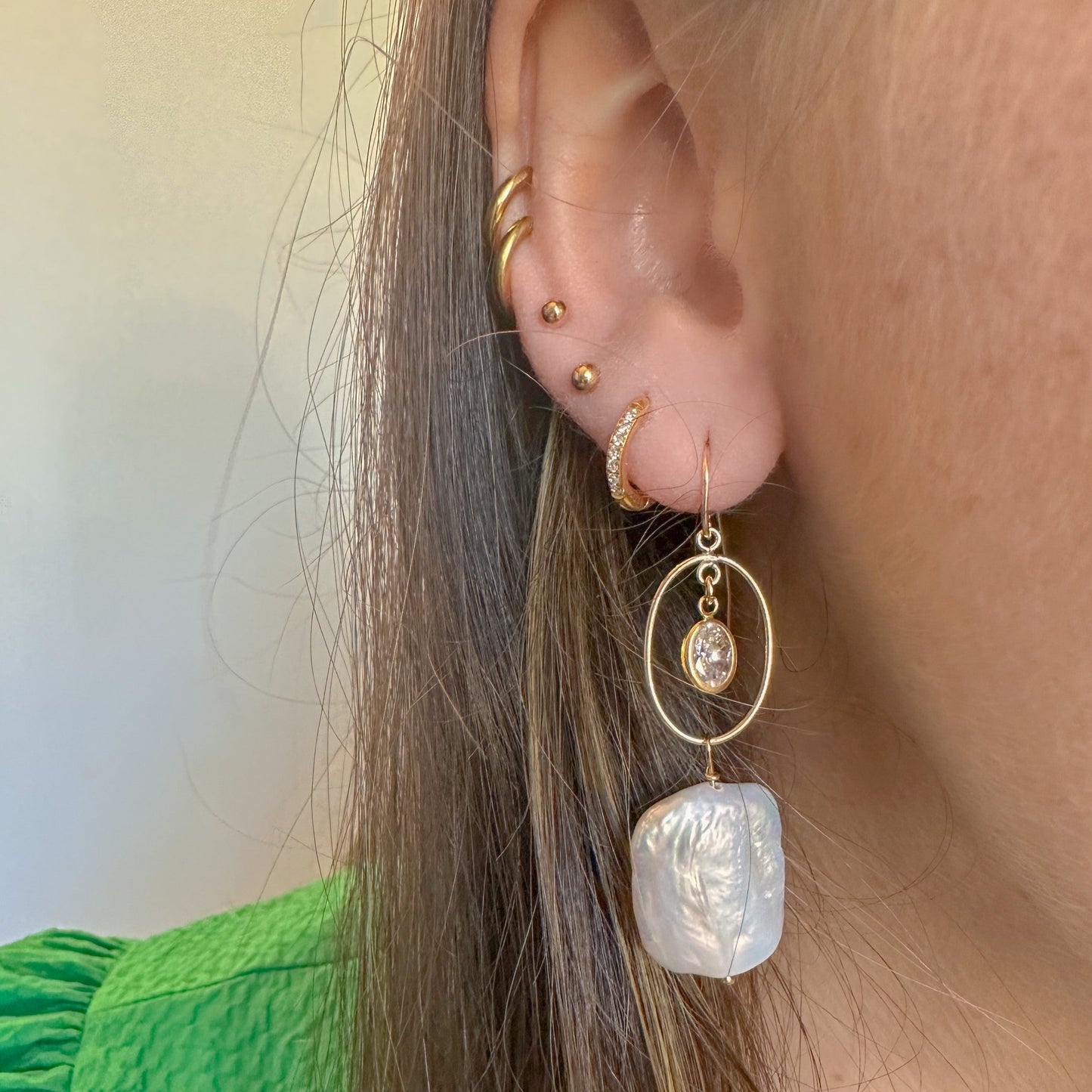 DRIP JEWELRY Oval and square earrings