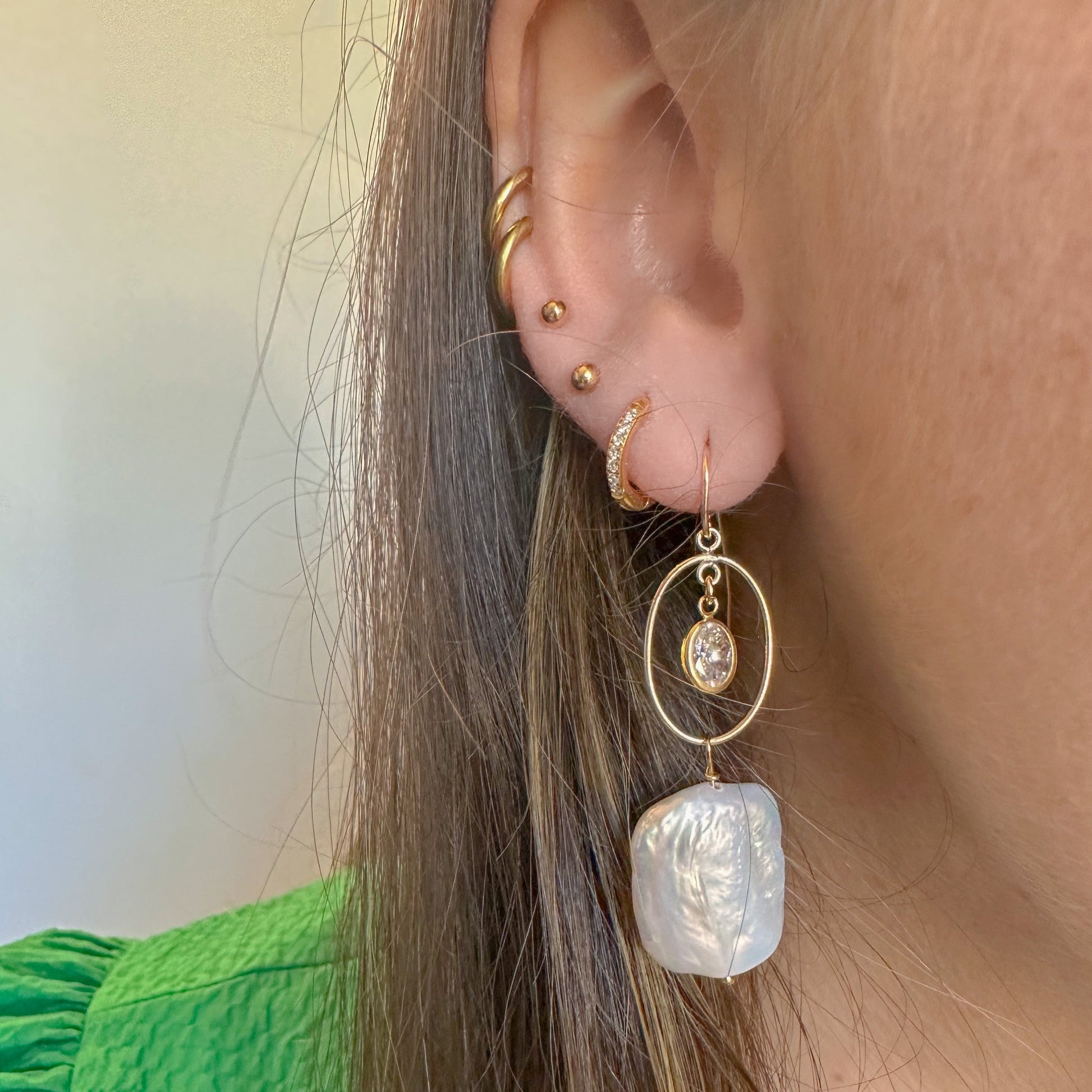 DRIP JEWELRY Oval and square earrings