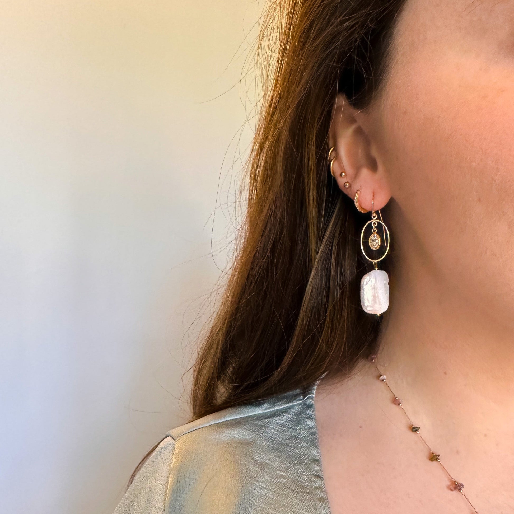 DRIP JEWELRY Oval and square earrings