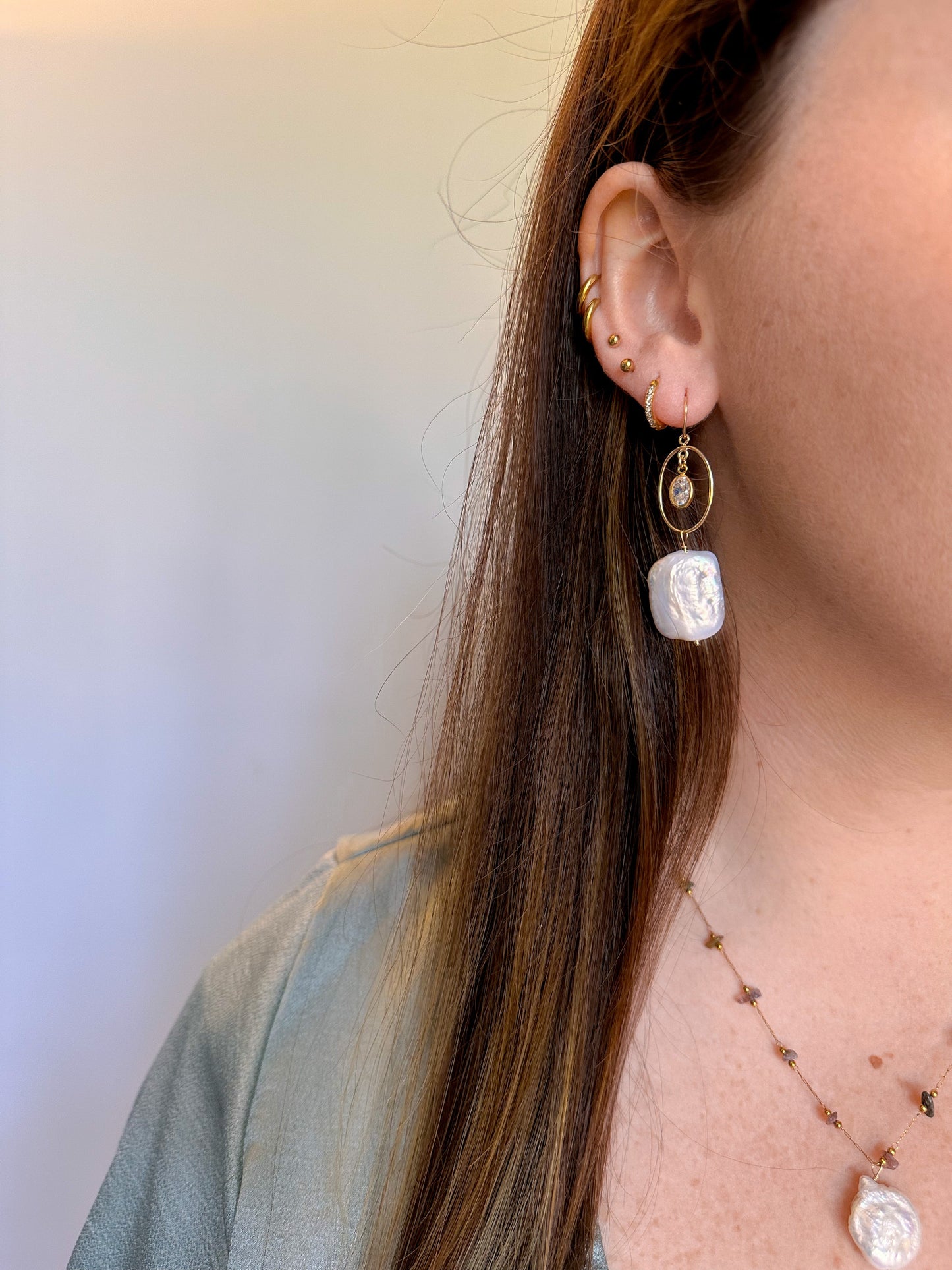 DRIP JEWELRY Oval and square earrings