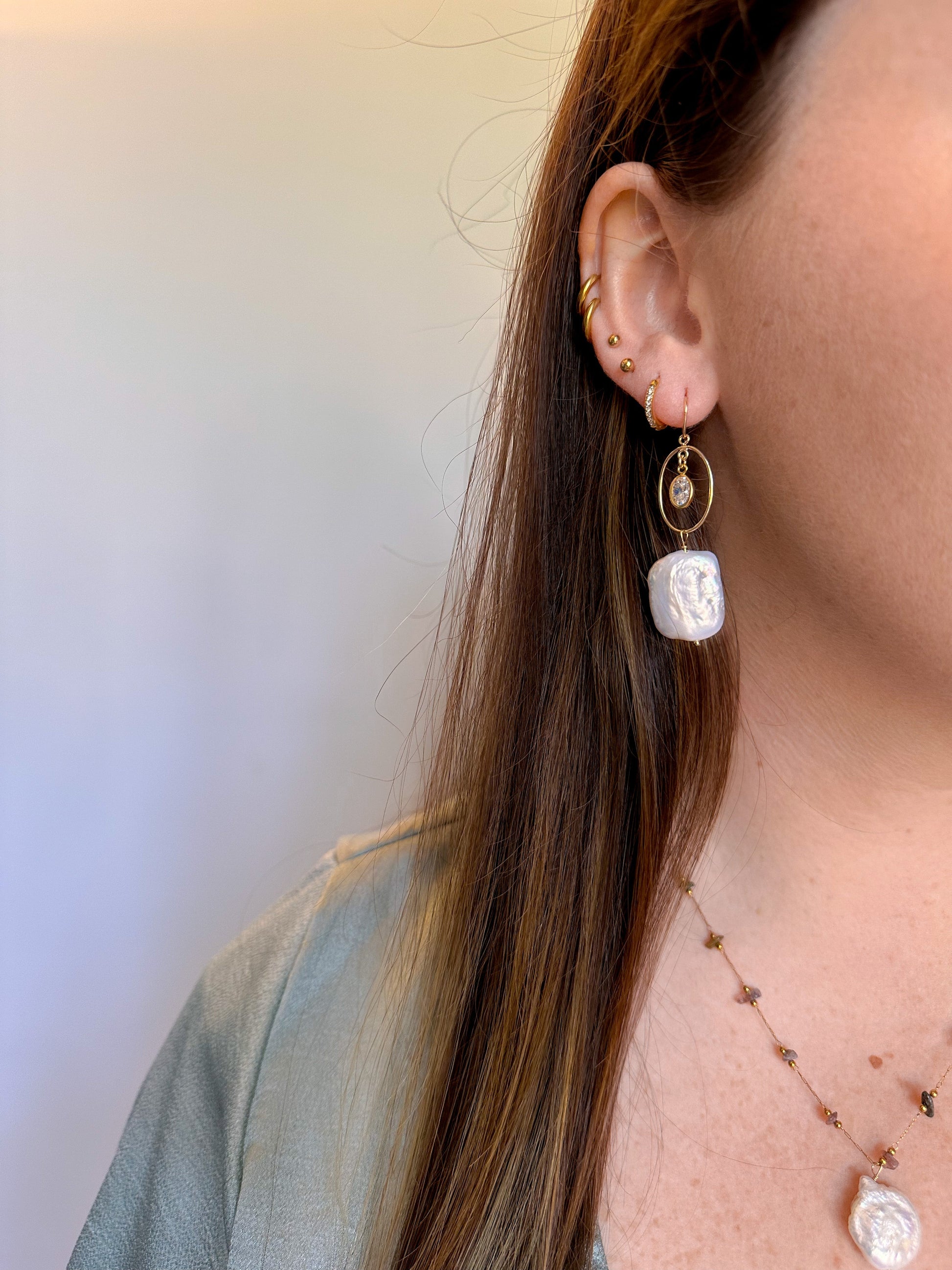 DRIP JEWELRY Oval and square earrings